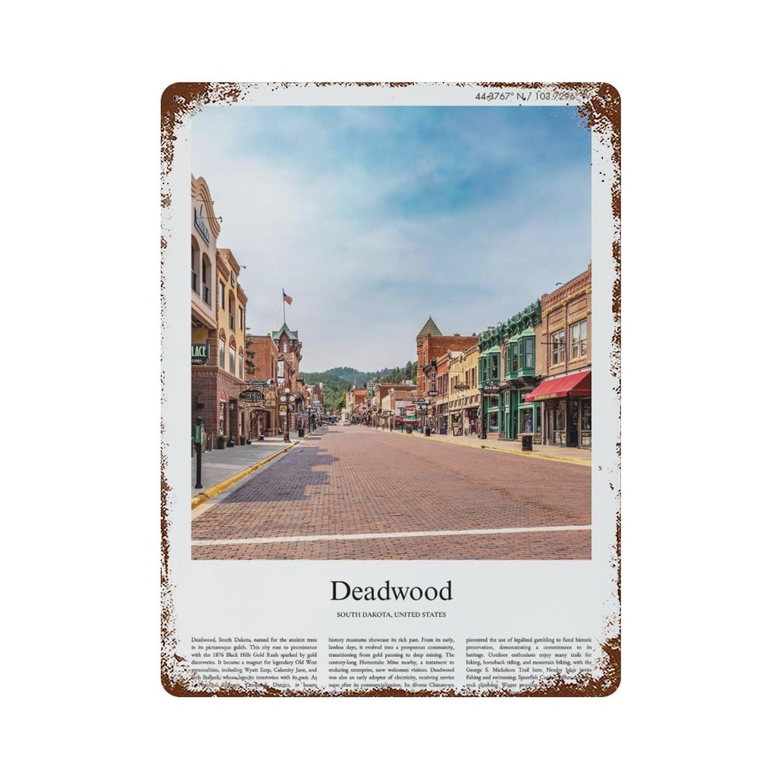 xiaoxiaoshen Deadwood South Dakota, United States, USA City Scenery Wall Decor Art Metal Tin Poster Modern Home Decor Art Home Bar Shop Decorations Vintage Sign 40x30cm