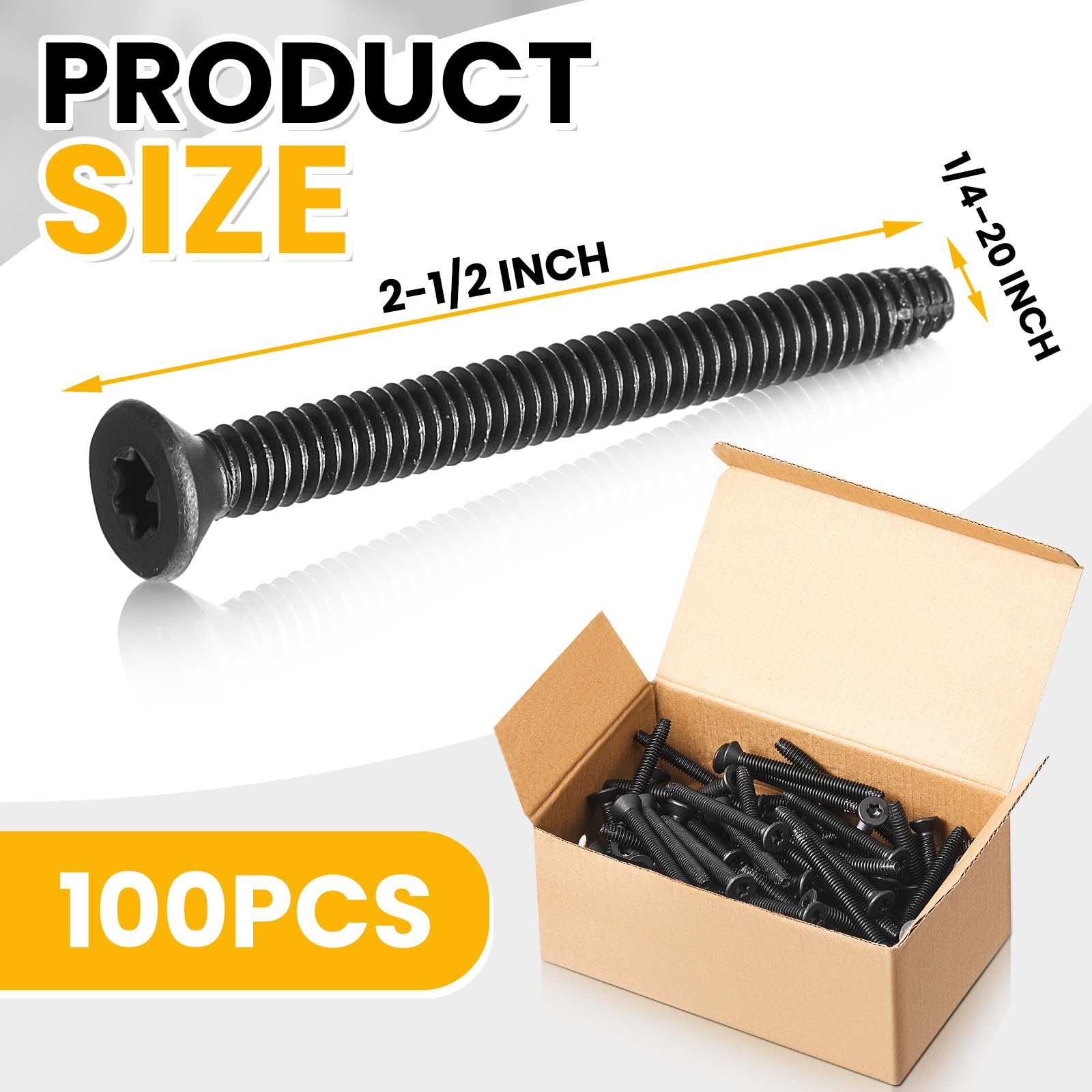 Blulu Star Drive T-30, 100 viti autofilettanti da 6,35 x 5,1 cm, viti a testa piatta per ponte rimorchio, viti di fissaggio per legno su metallo