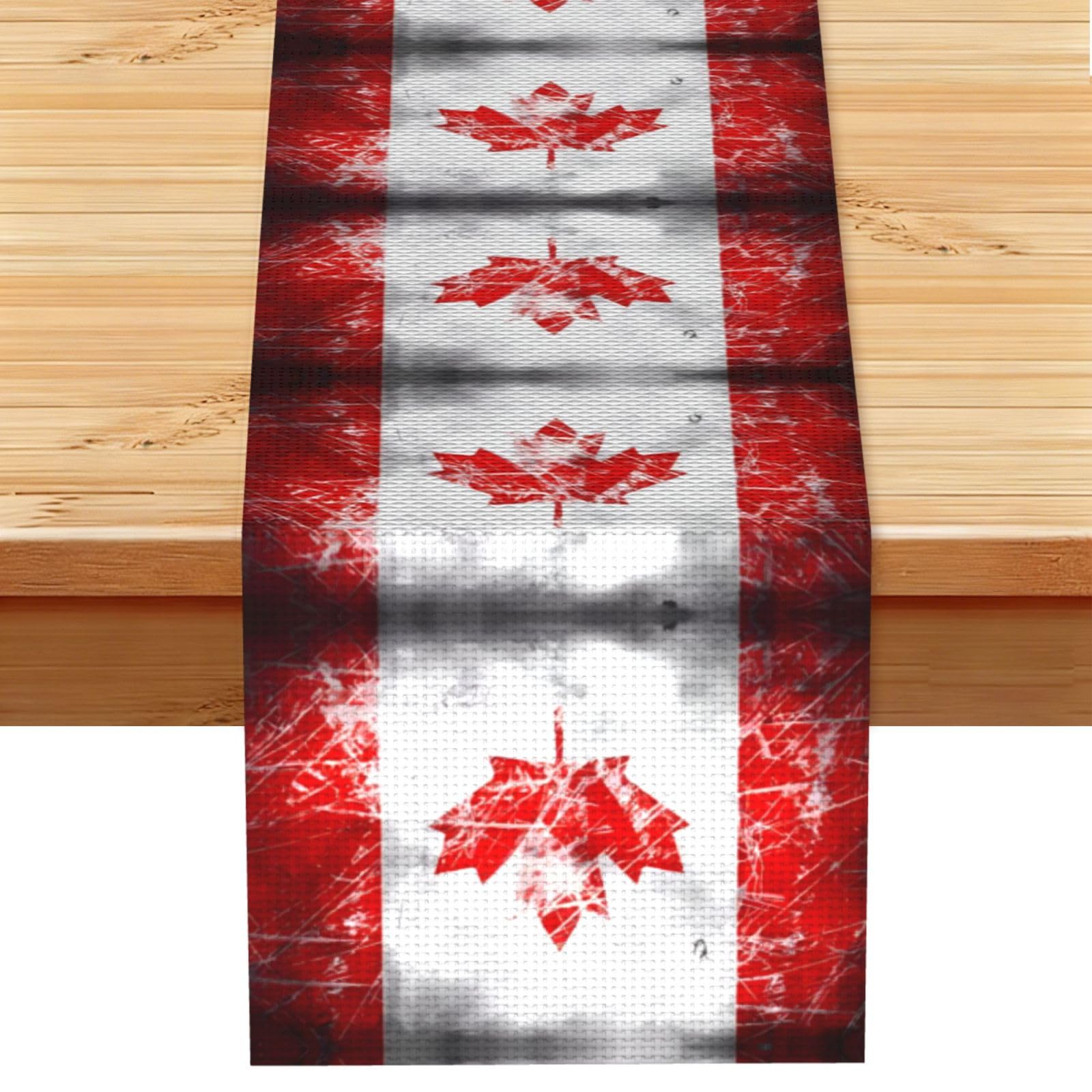 Hgiuydrd Retro Canada Flag Print Table Runner World Cup-Themed Dining Table Decor For Coffee Dining Table And More