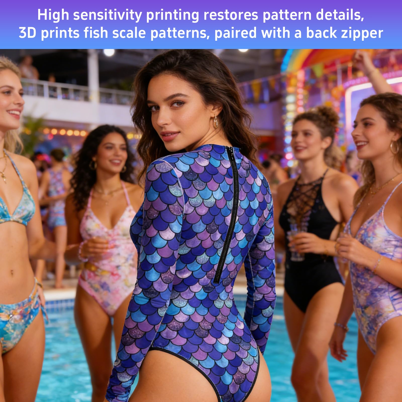 Costume da bagno da donna a forma di sirena, costume da bagno con scaglie di pesce, per carnevale e giochi di ruolo