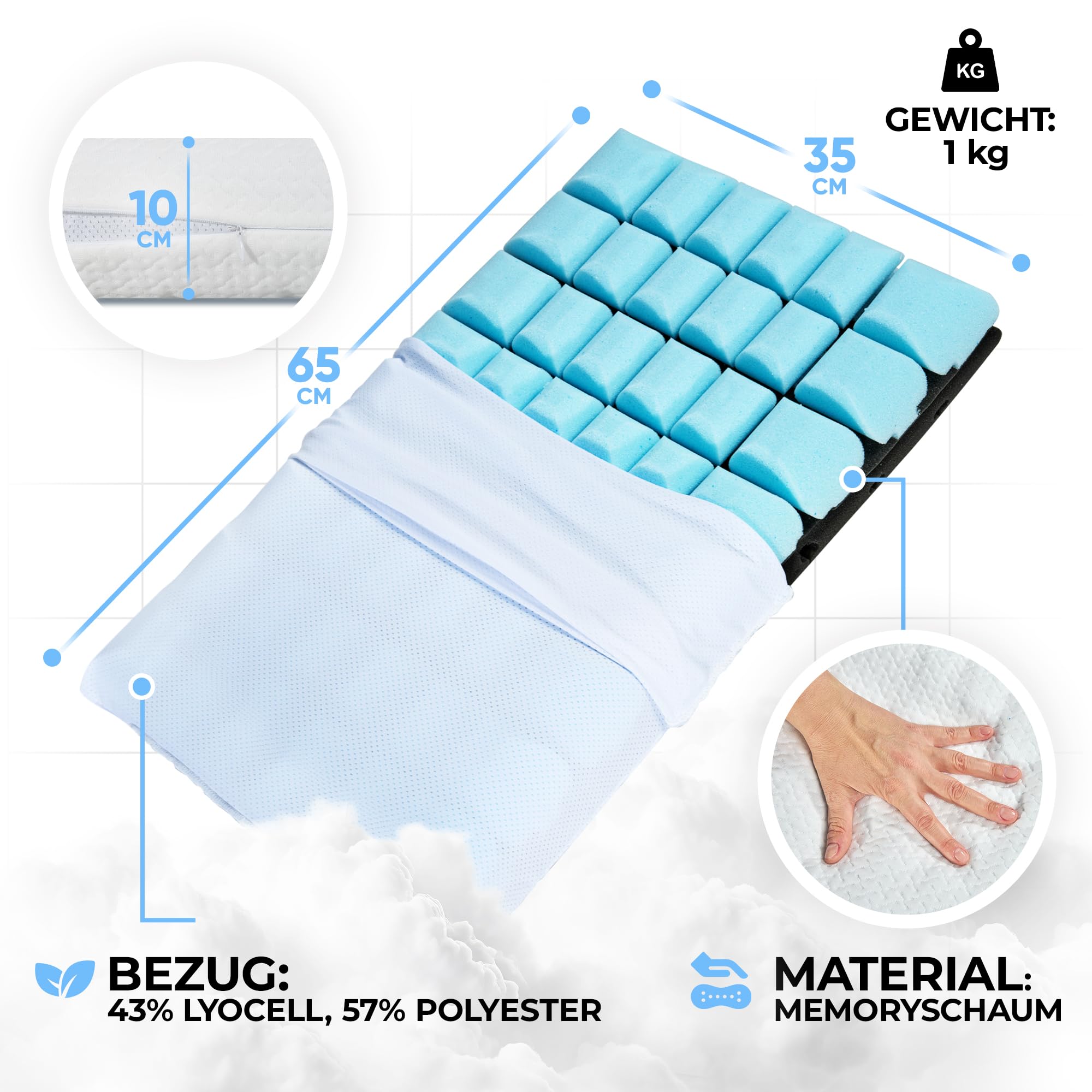 Almohada cervical Duo-Relax - [2 grados de dureza] | Almohada ortopédica de espuma viscoelástica - Almohada ergonómica para dormir de lado