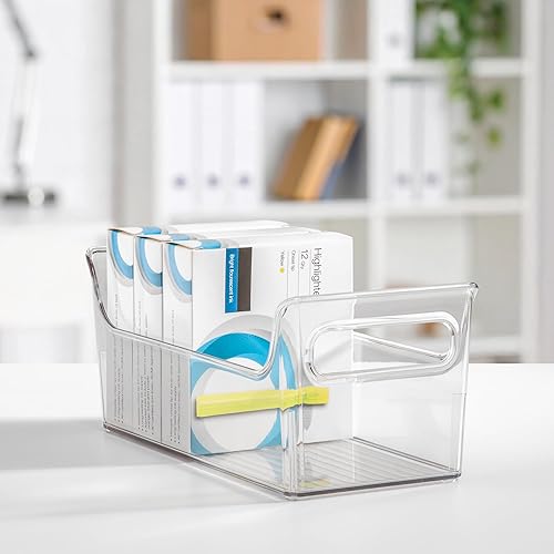Miniatura 6 de iDesign - Organizador de condimentos para refrigerador, cubos organizadores de plástico con asas, juego de 2, transparente