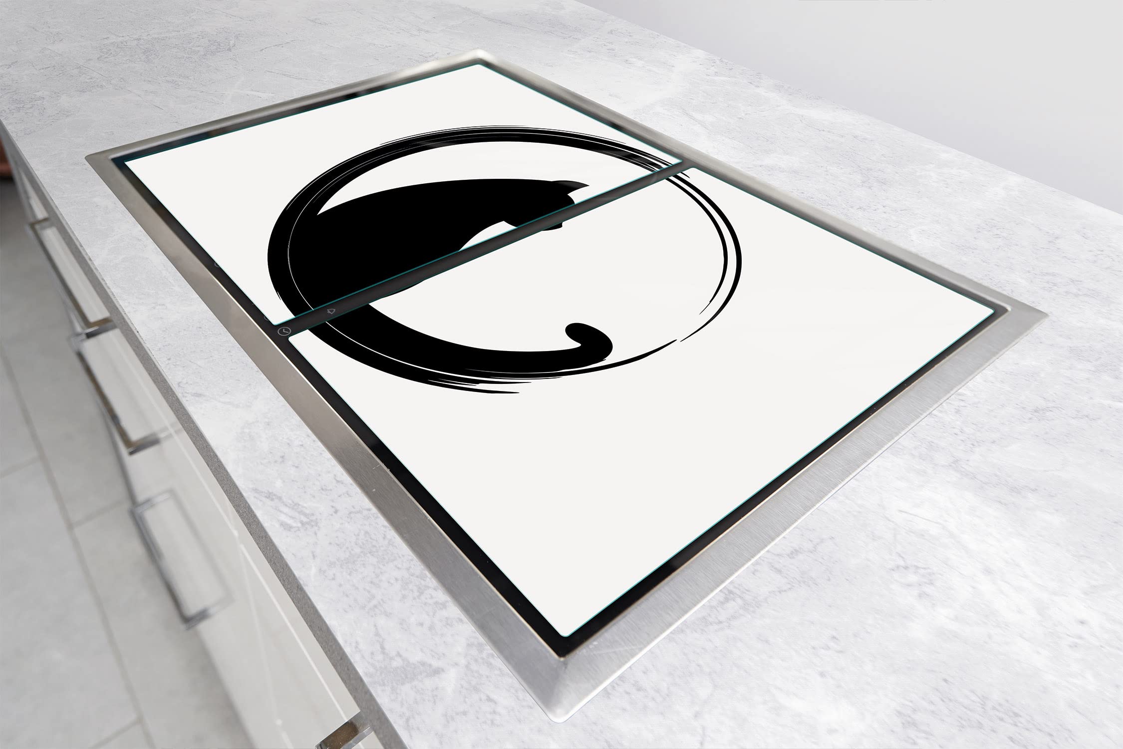 Herdabdeckplatten 2 Teilig 75x52 cm Ceranfeldabdeckung Küche Elektroherd Induktion Herdschutz Spritzschutz Glasplatte Schneidebrett, Katze Stück