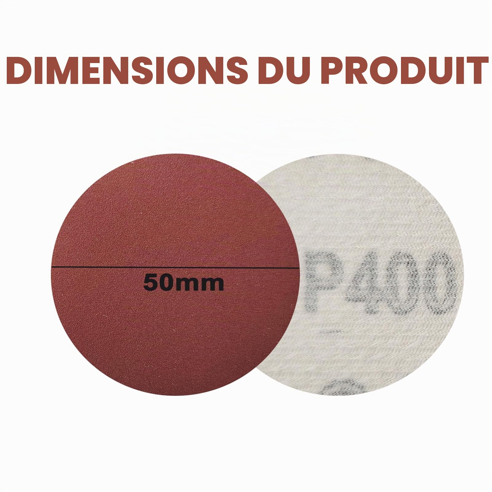 100Pièces Papier Abrasif 50mm 400 600 800 1000 1200 1500 2000 3000 5000 7000 Grain, Avec 1 Pièce kit de Tampon de Roue Adaptateur de Tampon de Polissage