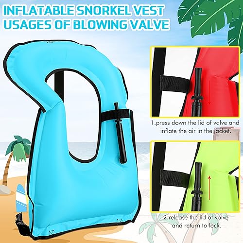 Miniatura 4 de Jerify Chaleco inflable de esnórquel para adultos, chaleco de seguridad de natación ajustable, chaquetas portátiles para kayak, chalecos para nadar