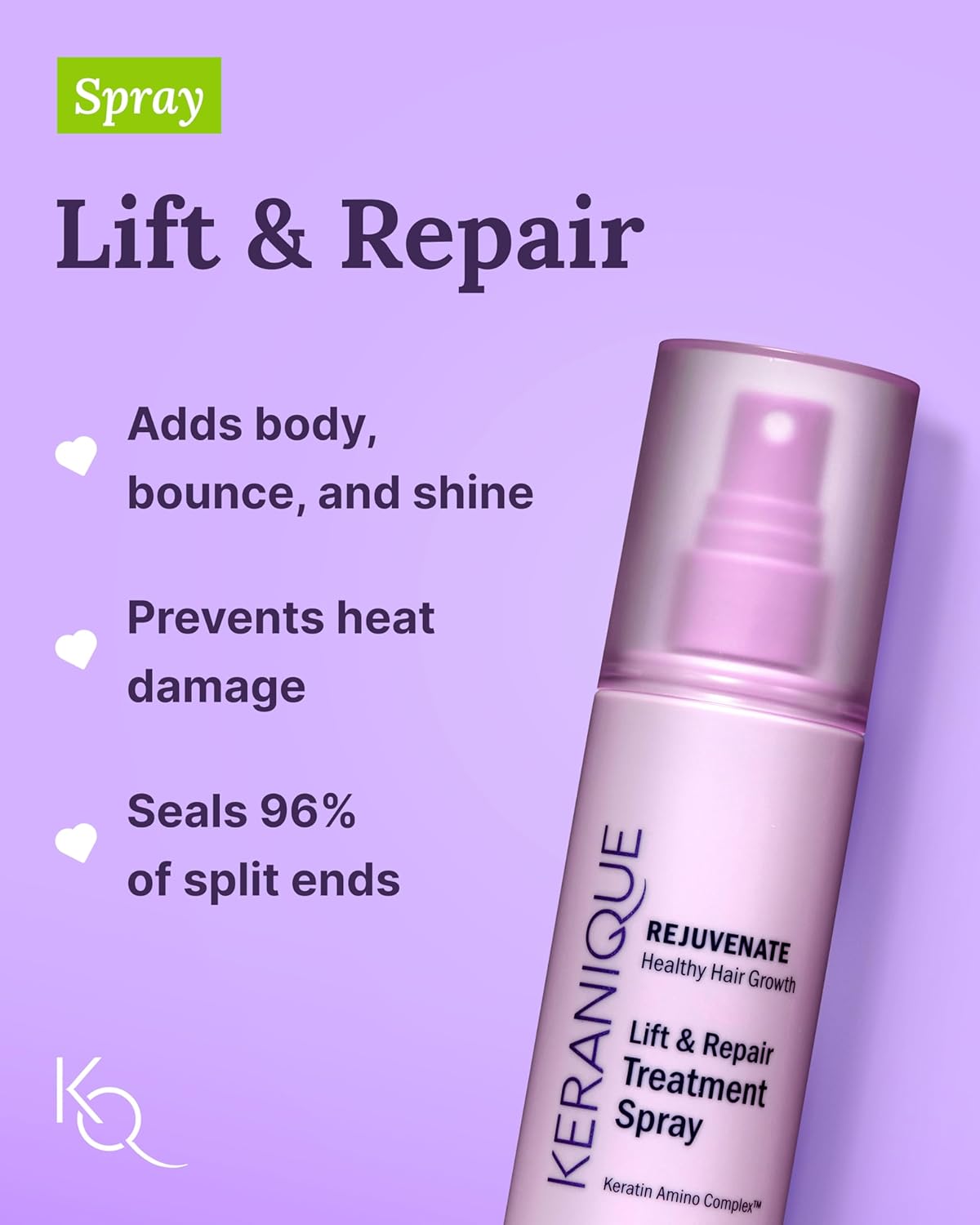 Keranique Damage Control Set for Thinning Hair - Shampoo & Conditioner for Damaged Hair, Follicle Booster Serum, Lift & Repair Spray - Keratin Enriched Repair Products for Dry, Thin Hair - Travel Size - Image 5