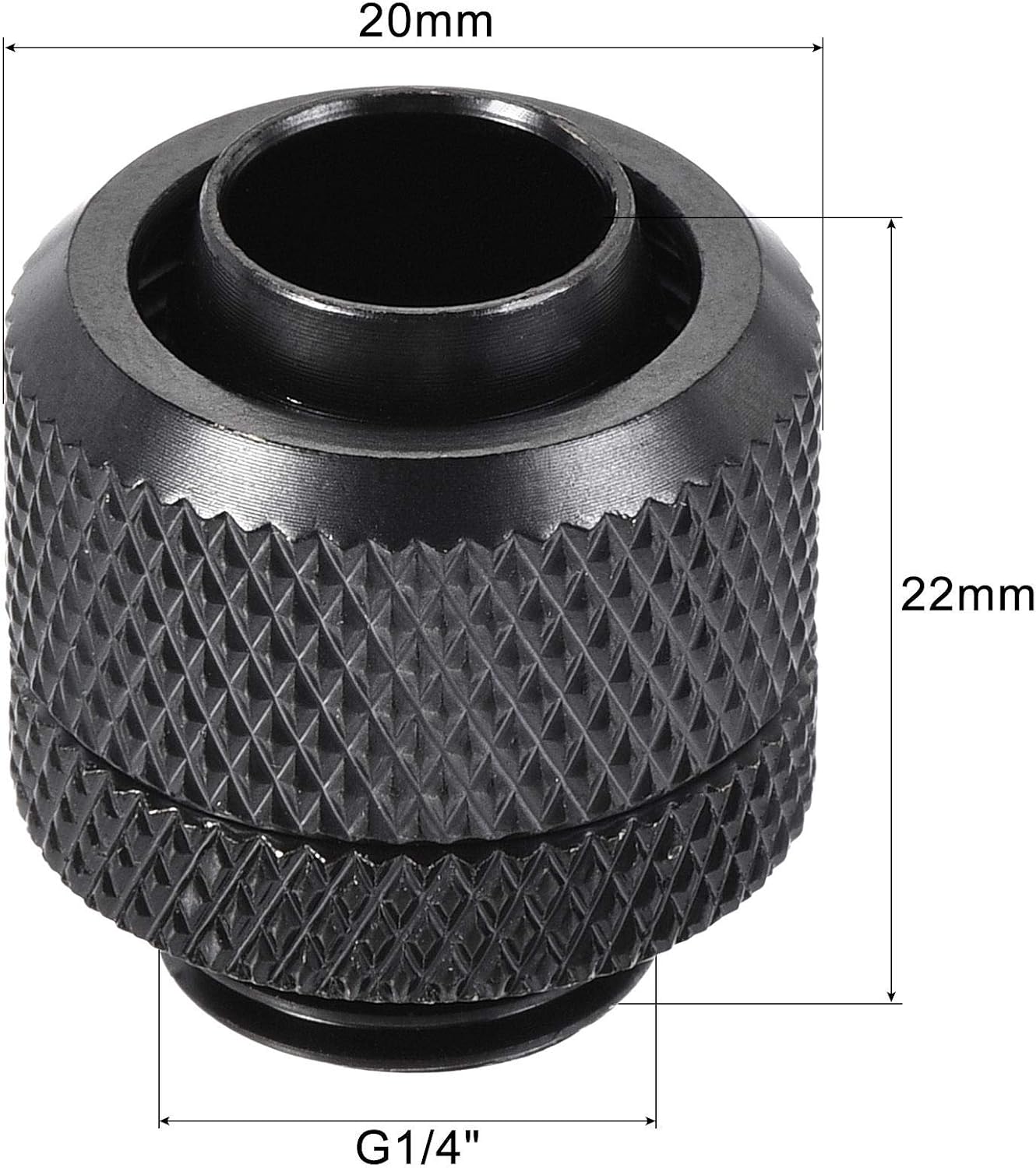 sourcing map Hose Fitting Quick Connector Set G1/4 20x22mm for Water Cooling System Black 2pcs - Image 3