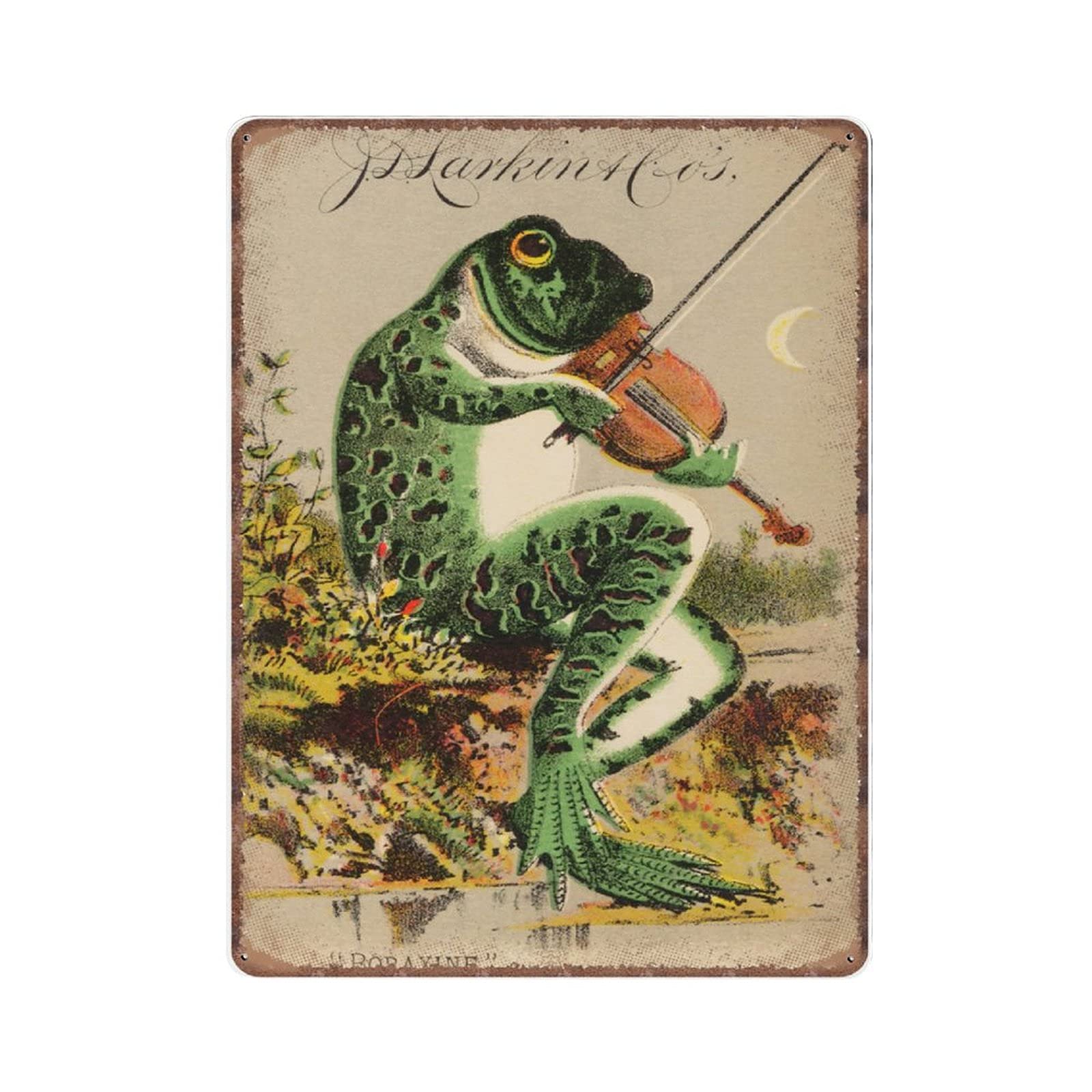 rayprint Vintage Frog Tin Signs, Cute Animal Funny Metal Sign Plaqu Poster Wall Art Pub Bar Kitchen Garden Bathroom Home Decor, 30x40 cm
