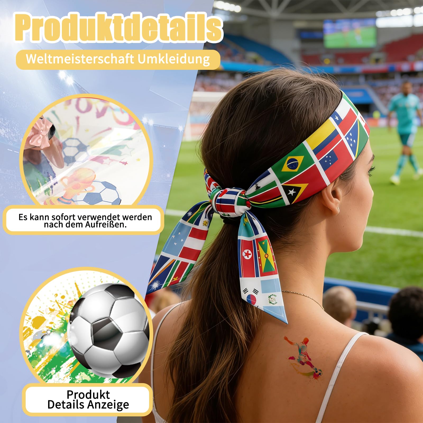 Fanartikel & Wm Fanartikel 2026 Set: Turnbeutel, Stirnband, 2 Flaggen – Deko 2026 Zubehör Für Fußball-Fans.