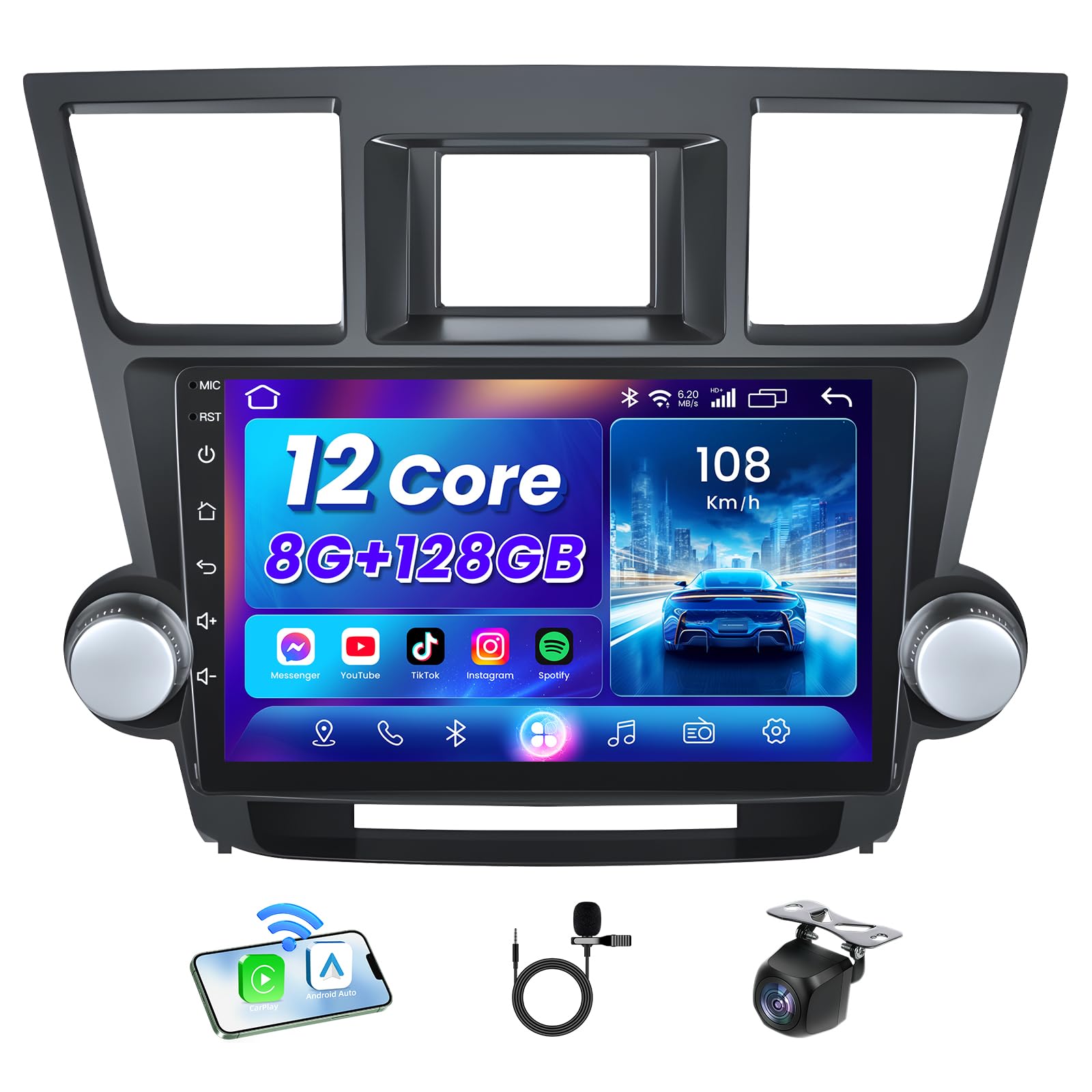 Amazon.com: 12Core 8G+128G Car Radio Stereo for Toyota Highlander