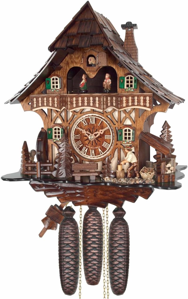 Engstler Mechanical Cuckoo Clock Musical 8 Days Lumberjack and Dancers 35 cm