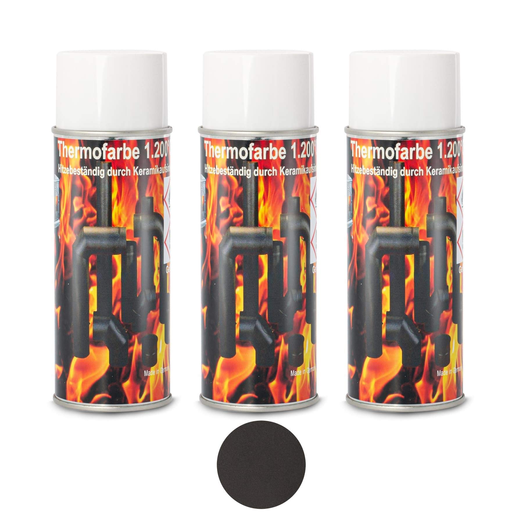 3 Stück Ofenlack 1200°C Ofenspray Ofenfarbe Thermolack GUSSGRAU 3x 400ml