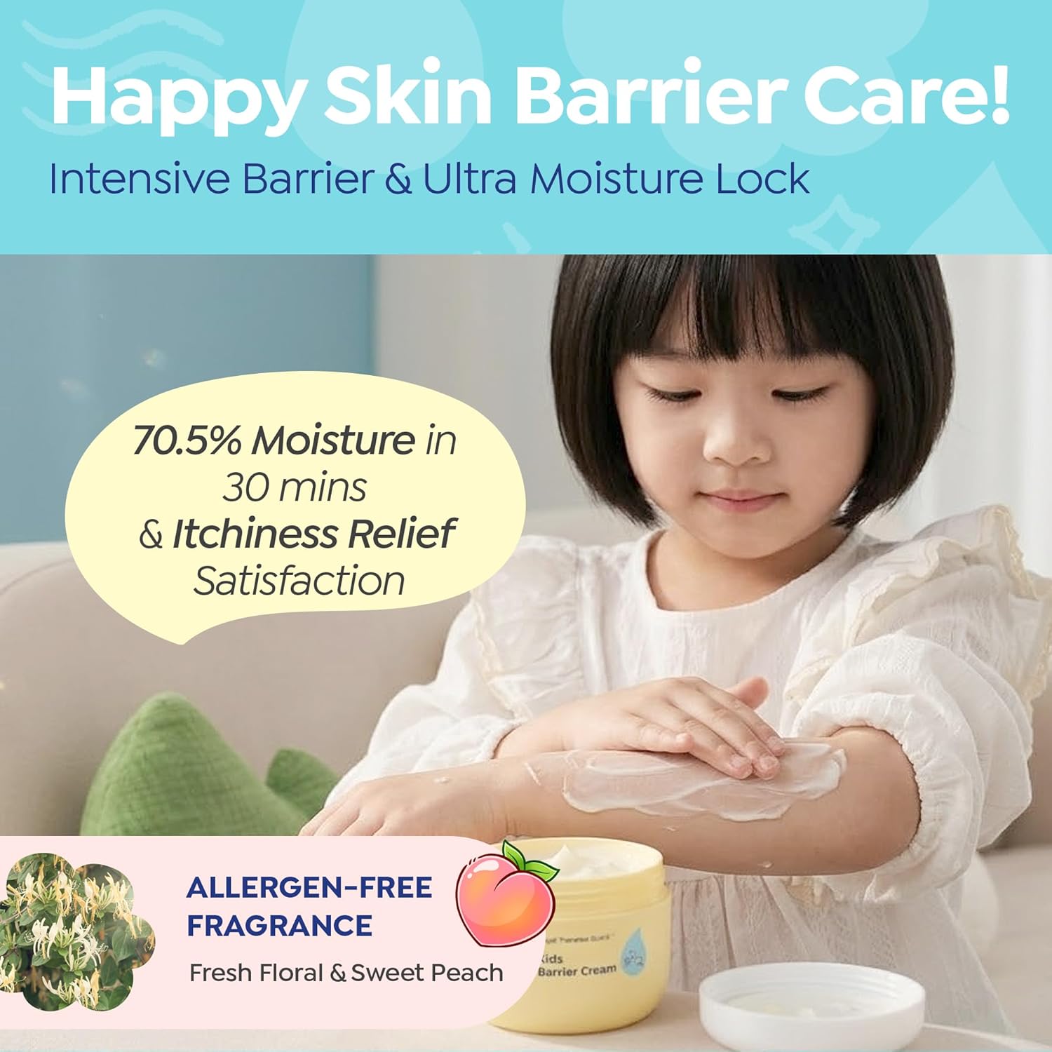 GOONGBE Kids Barrier Moisturizing Cream – Ceramide Repair for Dry, Rough, Sensitive Skin – 1% Panthenol & Cica, Liposome Fast-Absorb Non-Sticky Formula for Face & Body – Allergen-Free 6.09 oz