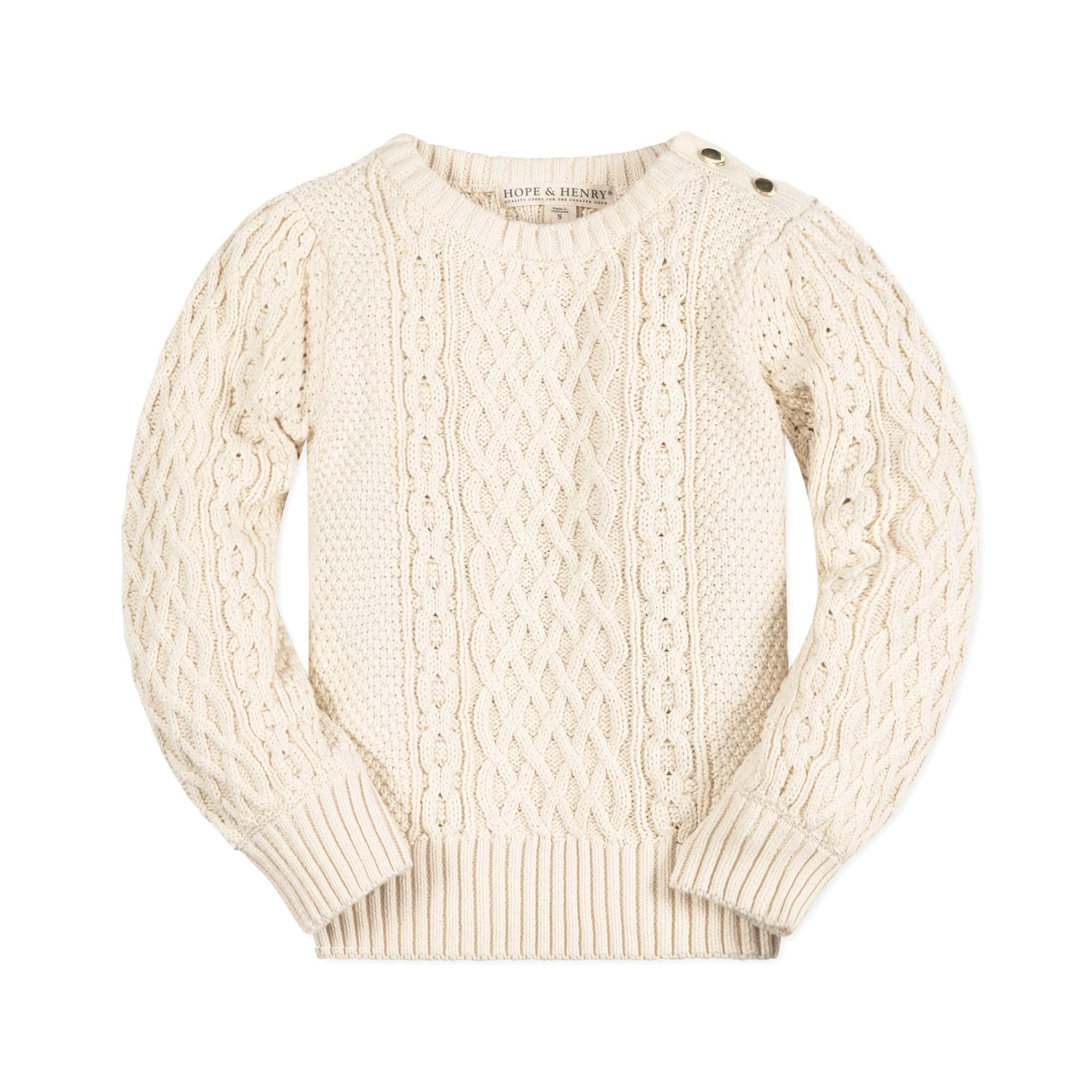 Hope &amp; Henry Girls Cable Front Pullover Sweater