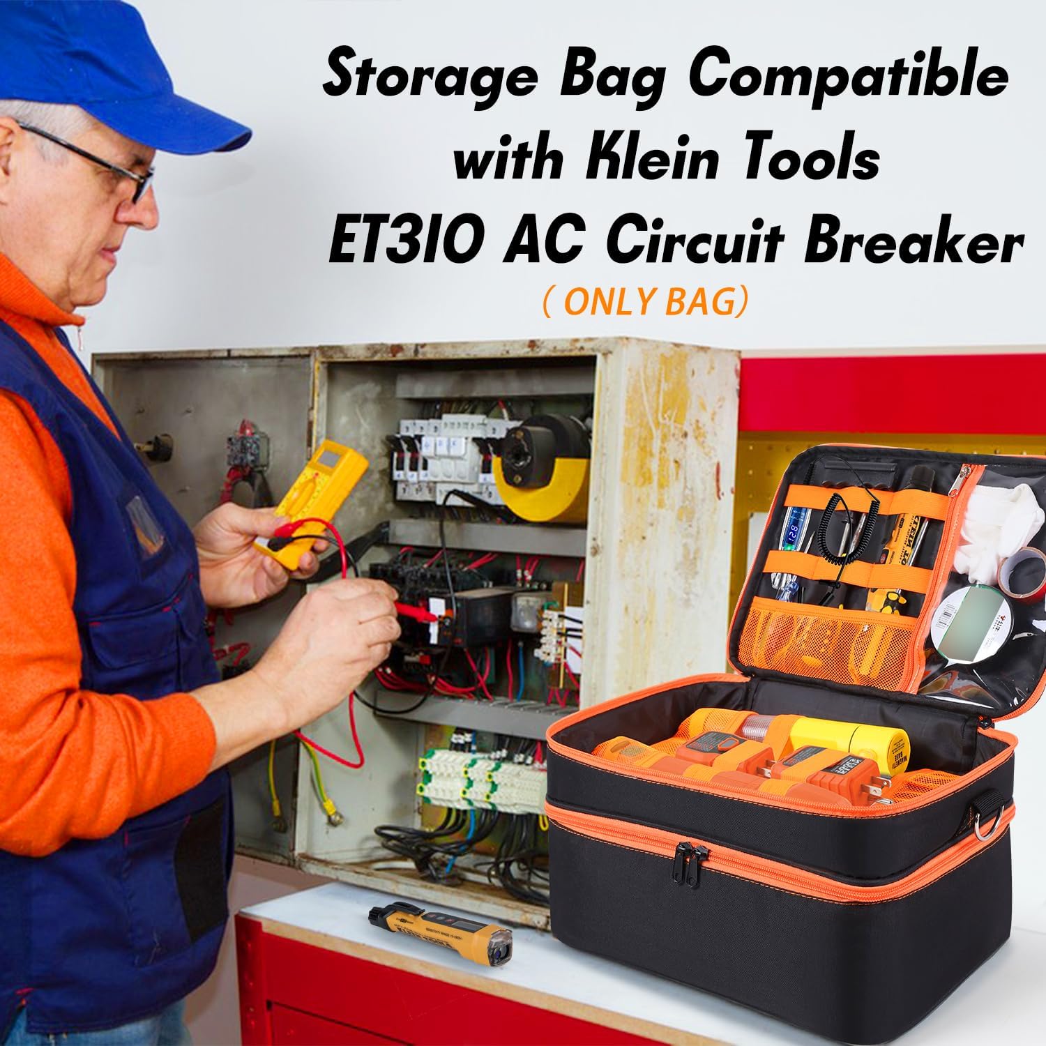 Storage Bag Compatible with Klein Tools ET310 AC Circuit Breaker, GFCI Outlet Electrical Tester, Home Tester Kit Bag, Storage Case for Electrical Test Kit, Digital Multimeter, Clamp Meter, Bag Only - Image 5