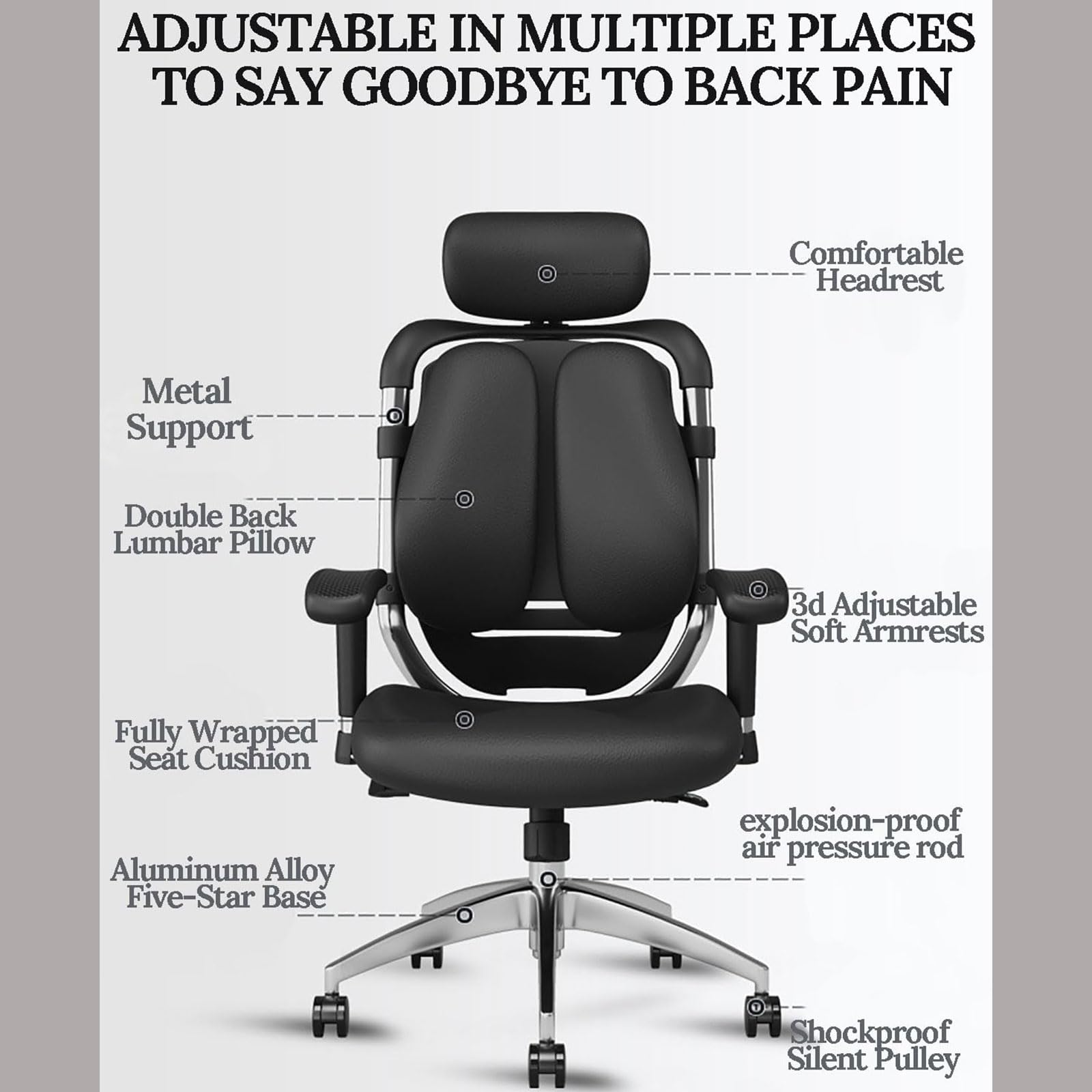 Sedia da ufficio da gioco, ergonomica, con schienale alto, con supporto lombare, reclinabile, per giocare e lavorare, design confortevole per lunghe ore