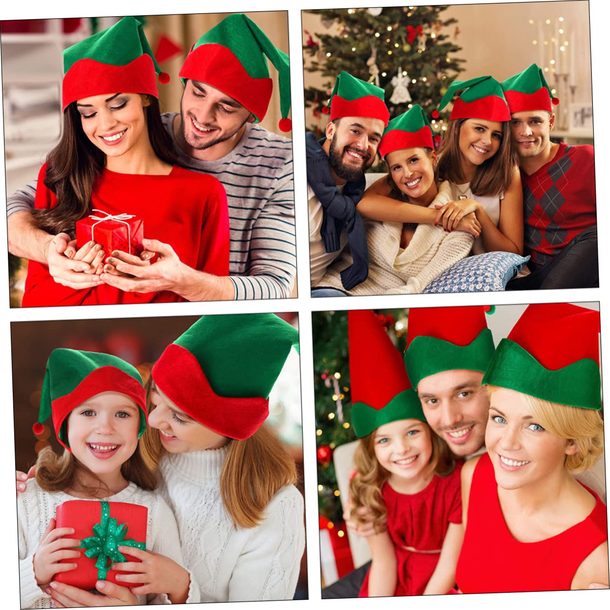 Cabilock 12 Piezas Sombrero Puntiagudo Élfico Accesorios Rojos Duende Sombreros De Elfo De Fieltro Verde Accesorio De Disfraz De Navidad Diademas a Granel Ropa Hombre Satín Silla Alta Jesús