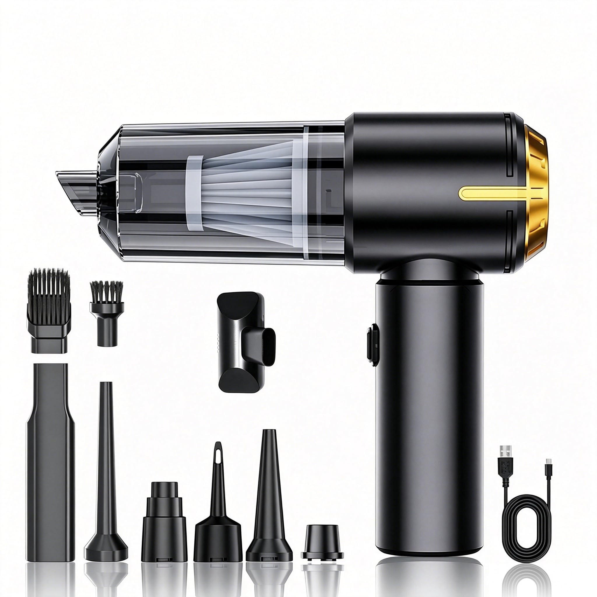 SCOVEE Handstaubsauger,Autostaubsauger,Haustier Staubsauger,26000Pa Starke Saugkraft mit Bürstenloser Motor,4-in-1 tragbarer Kabellos,Einfach zu tragen,Geeignet für Büro,Auto,Zuhause,Büro
