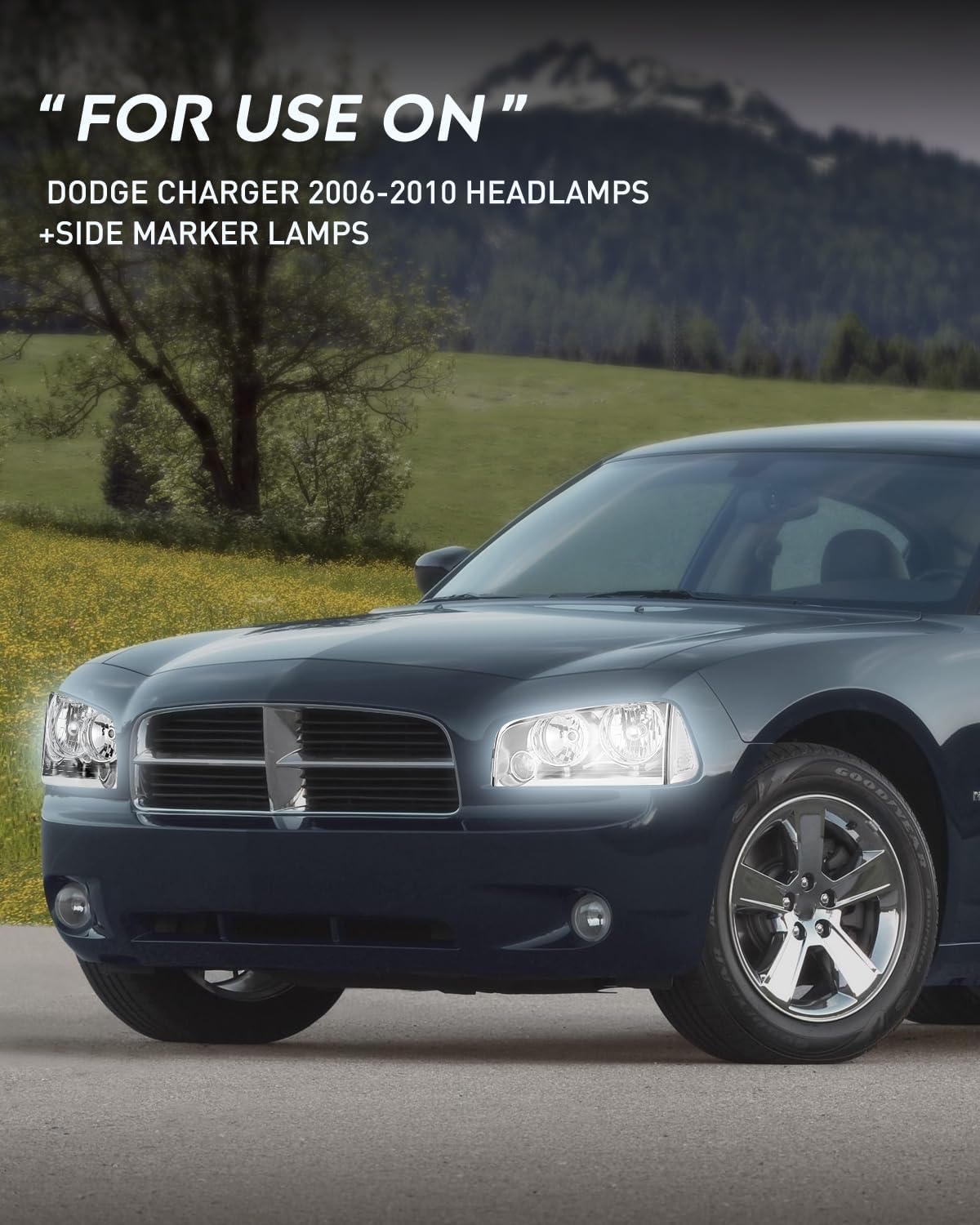 Nilight Headlight Assembly Compatible with 2006 2007 2008 2009 2010 Dodge Charger Chrome Housing Clear Reflector Lens Headlights Replacement Bumper Lamp Set Driver and Passenger Side