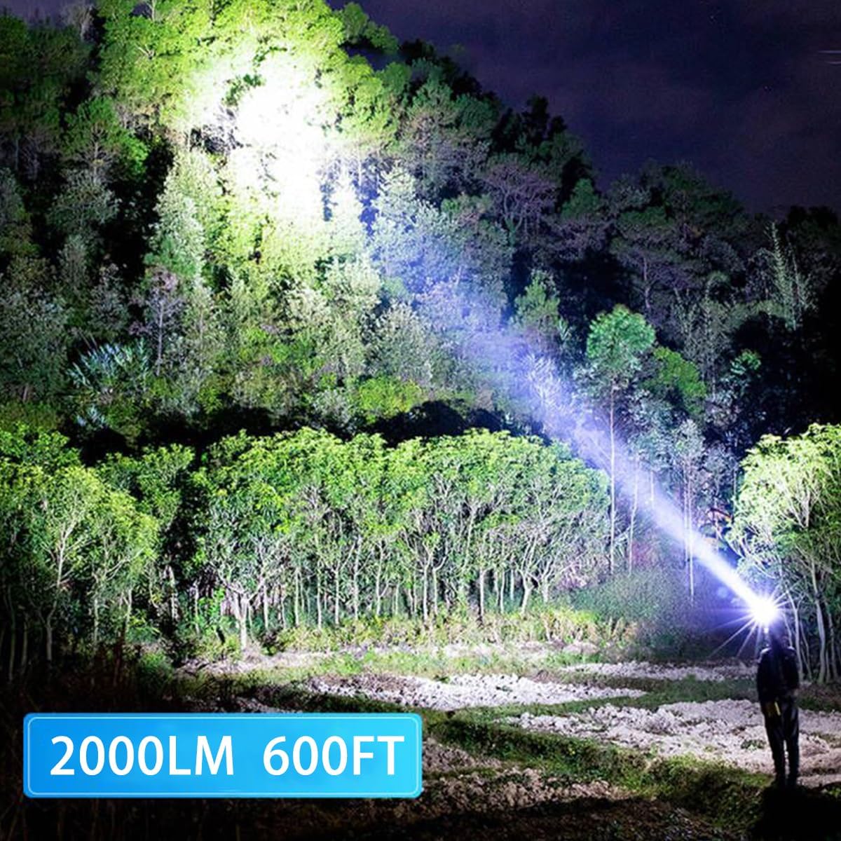 AdamStar Rechargeable Tactical Flashlight, 10 Pack Magnetic LED Flashlight with COB Work Light, Super Bright 2000 Lumens 4 Modes Waterproof Zoomable Flashlight for Camping Emergency