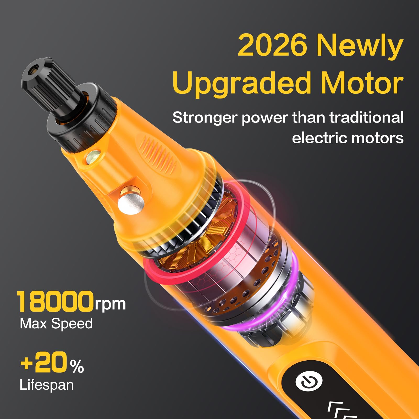 BASTE Mini Cordless Rotary Tool Kit 4V, 5-Speed 18000RPM Rotary Tool with LED Light and 109 Accessories, Type-C Charging Power Rotary Tool for Sanding, Polishing, Engraving, Drilling, DIY Crafts - 3