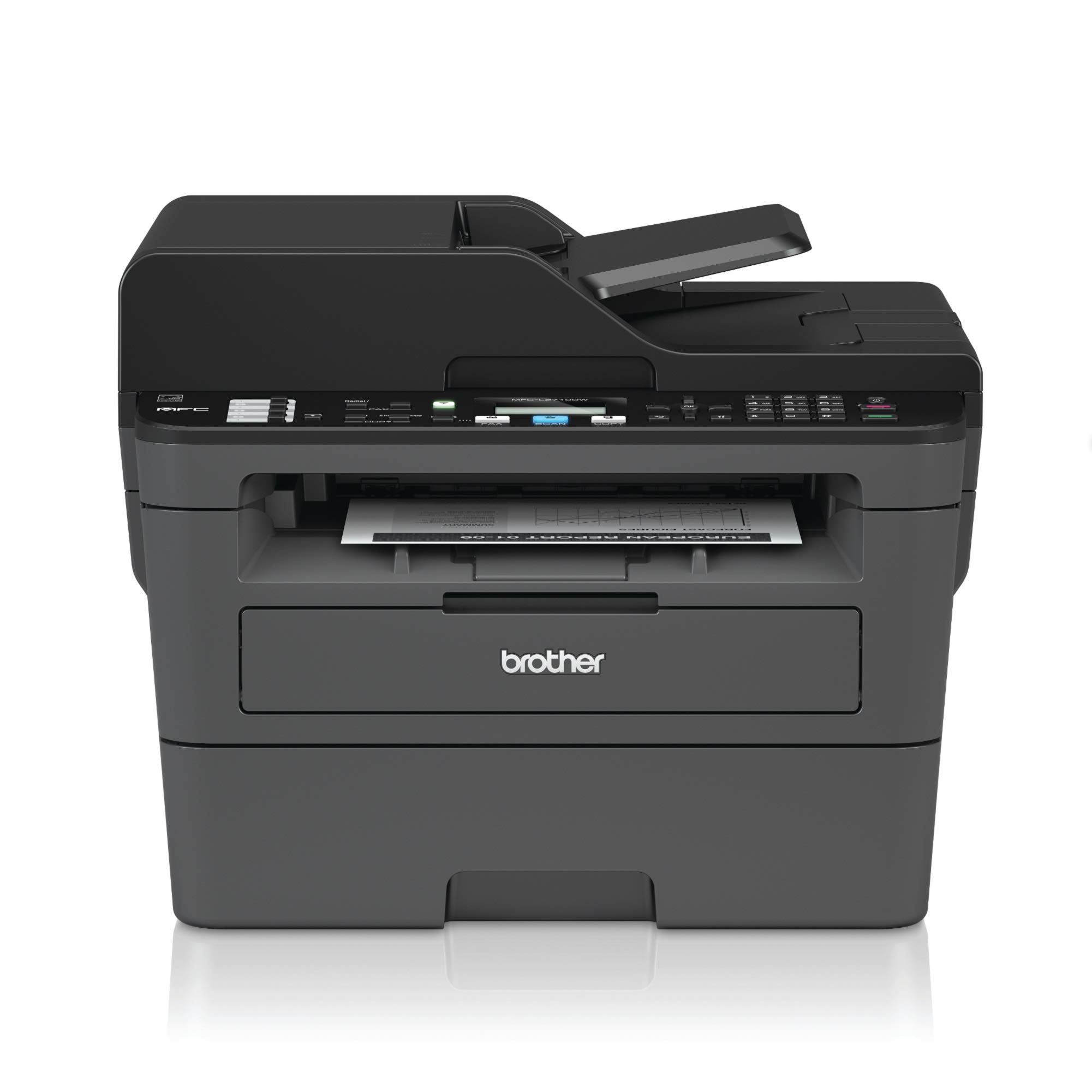 Brother mfcl2710dw — Stampante laser multifunzione monocromatica con fax e stampa (30 ppm fronte/retro, USB 2.0, Ethernet, WiFi Direct, processore da 600 MHz, 64 MB di memoria) grigia