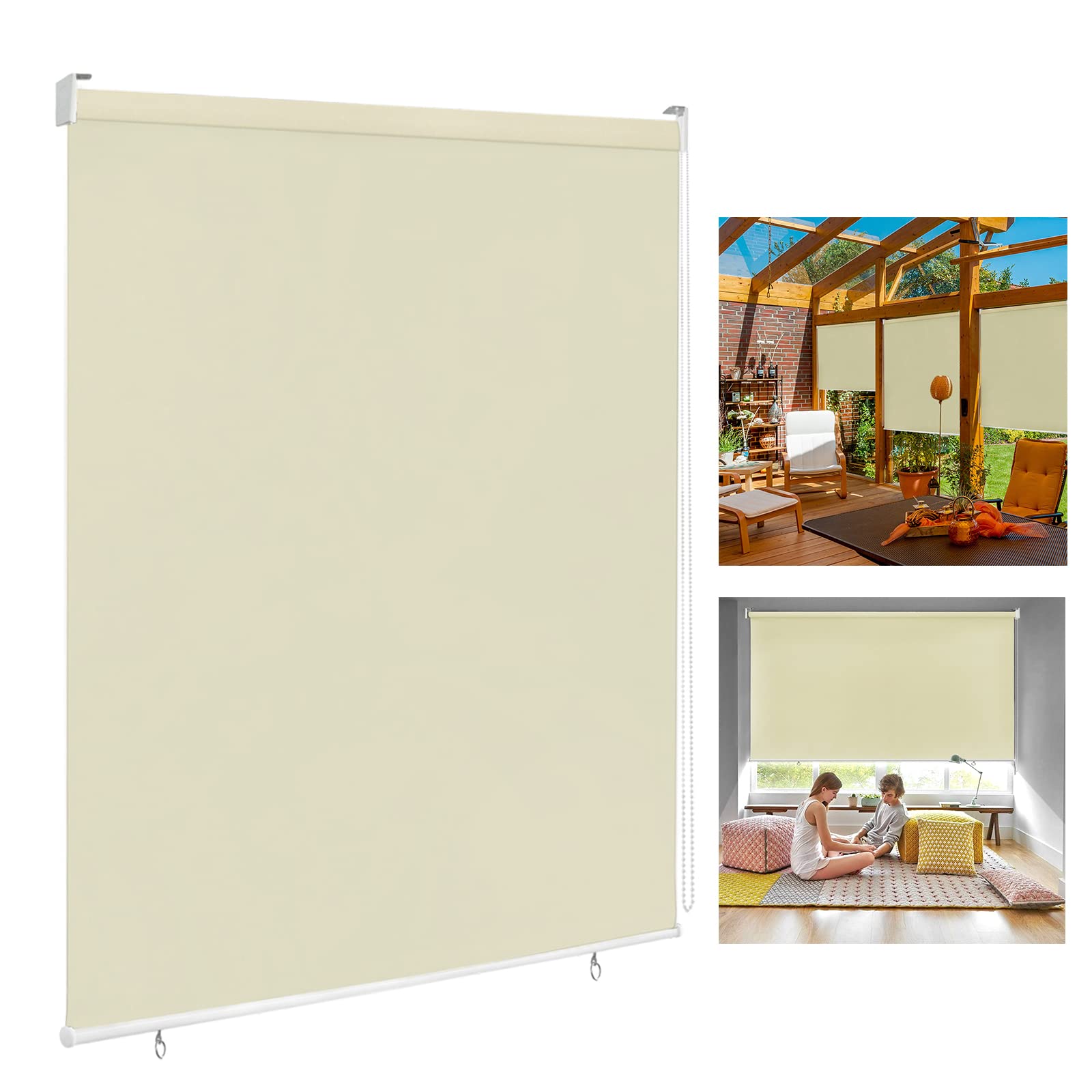 LARS360 roleta zewnętrzna, roleta na balkon, markiza pionowa, roleta balkonowa, ochrona przed słońcem, ochrona przed promieniowaniem UV (140 x 140 cm, beżowa)