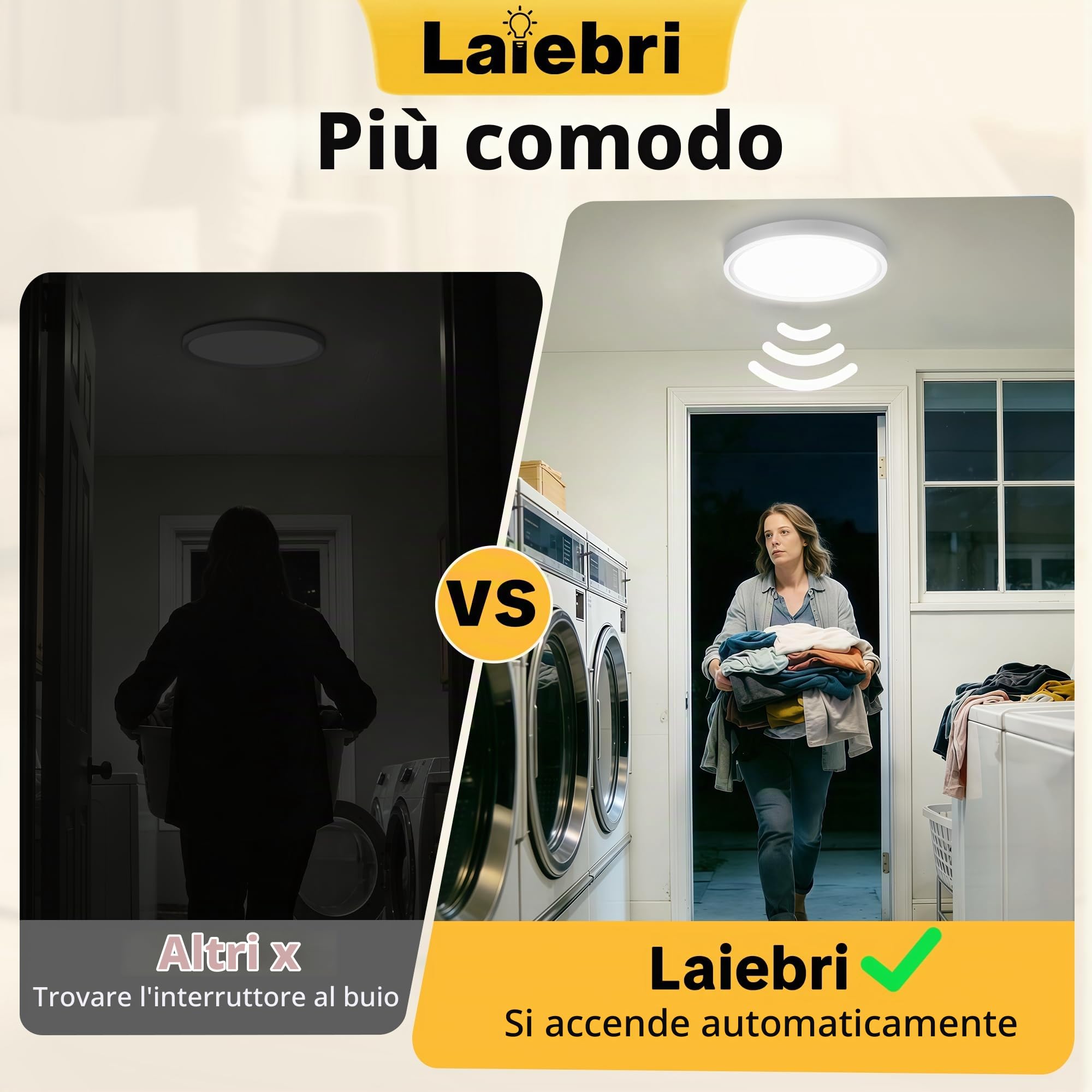 2 pack LED Plafoniera ultrasottile con sensore di movimento, ideale per corridoi, scale, cucine, balconi o ripostigli. Luce bianca neutra 4000K, Ø 230 x 22 mm