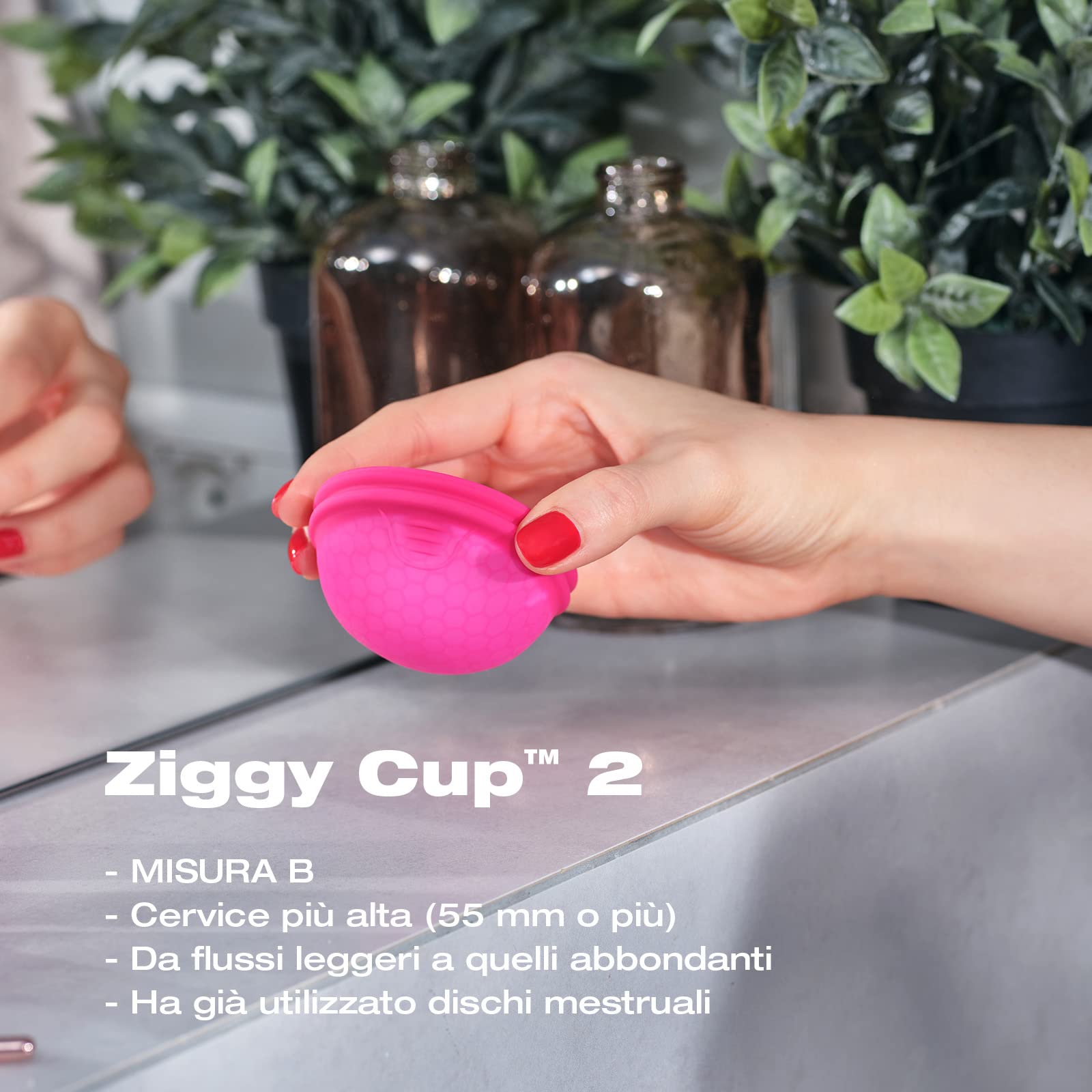 INTIMINA Ziggy Cup 2 - Disco Mestruale Riutilizzabile Extra-Sottile con Design Flat-fit Menstrual Cup, Coppette Mestruali, (Misura B)