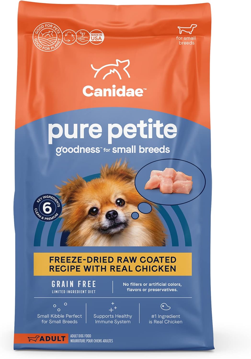 CANIDAE® PURE Petite® Freeze-Dried raw coated Recipe with Real Chicken Dog Dry 4 lbs.