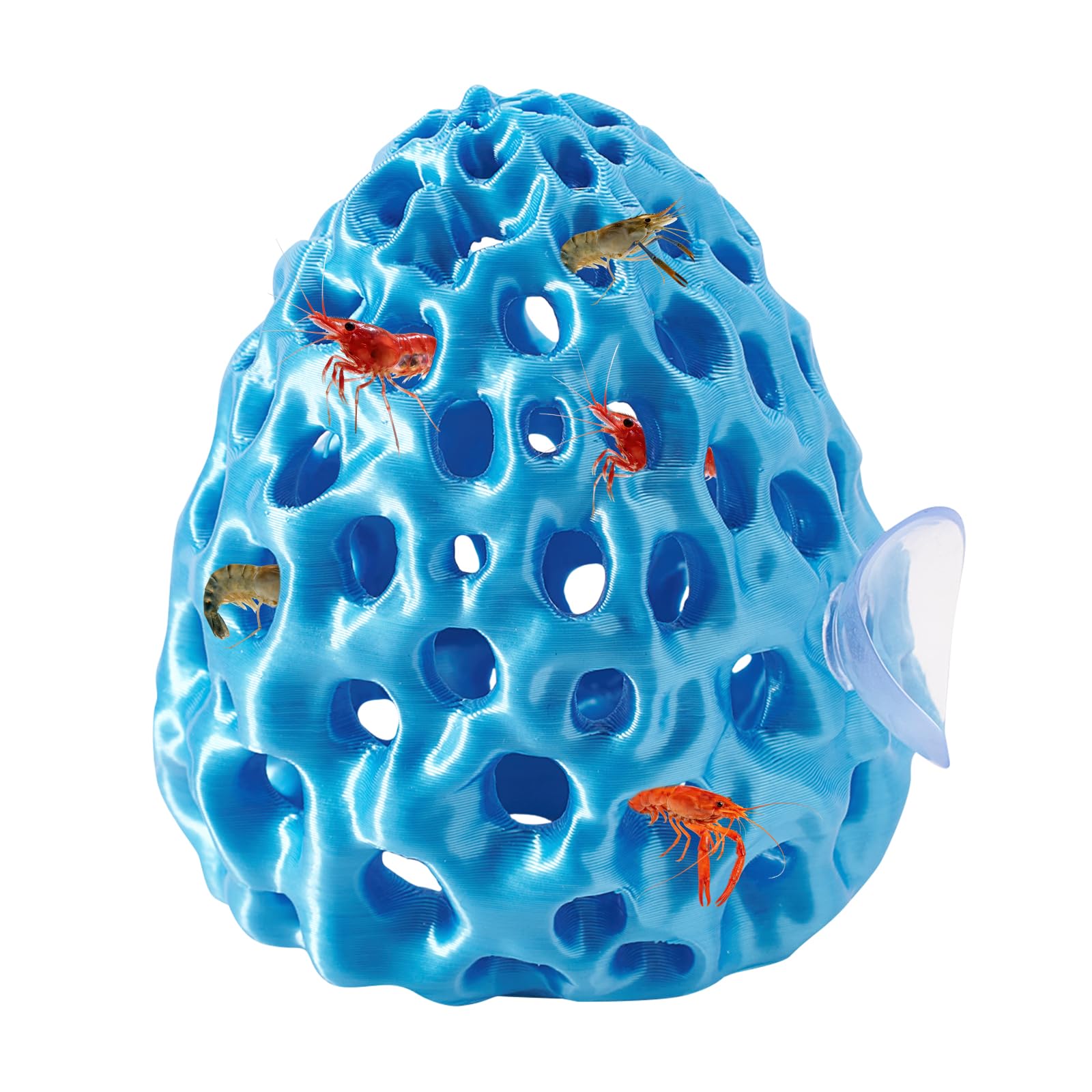 Boxili Shrimp Dome Hide, Shrimp Hides for Aquarium, Betta Fish Hideout with Suction Cup, Betta Habitat Tank Ornament Accessories, Aquarium Decor for Small Fish Guppy Hiding Resting (Blue)