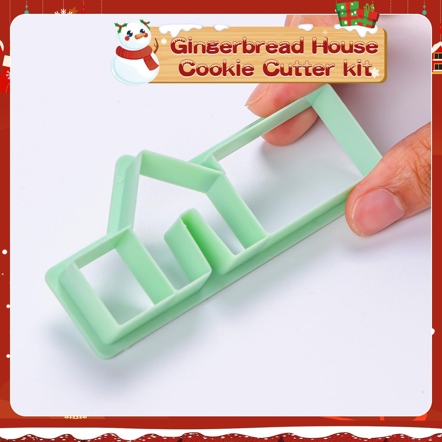 KALAIEN Cortadores de galletas de casa de jengibre, mini taza de Navidad 3D, cortador de galletas de jengibre para hornear, 1 kit de casa de jengibre