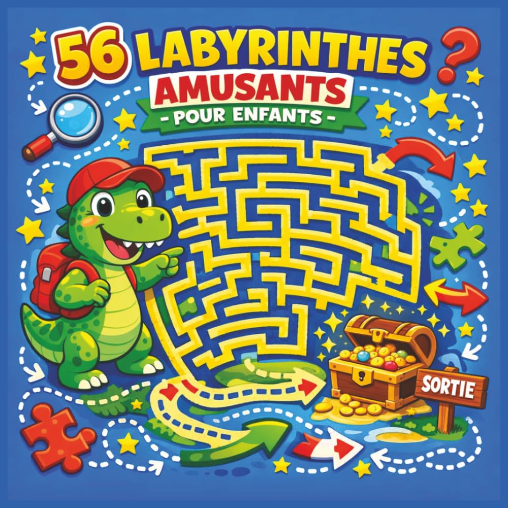 56 Labyrinthes Amusants pour Enfants: Livre d’Activités avec Labyrinthes Rectangulaires, Circulaires, Hexagonaux et Nid d’Abeille – Jeux de Logique pour Enfants