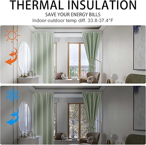 Miniatura 4 de JIUZHEN Cortinas opacas para dormitorio, con aislamiento térmico, oscurecimiento de la habitación, reducción de ruido, cortinas de 70 x 63 pulgadas