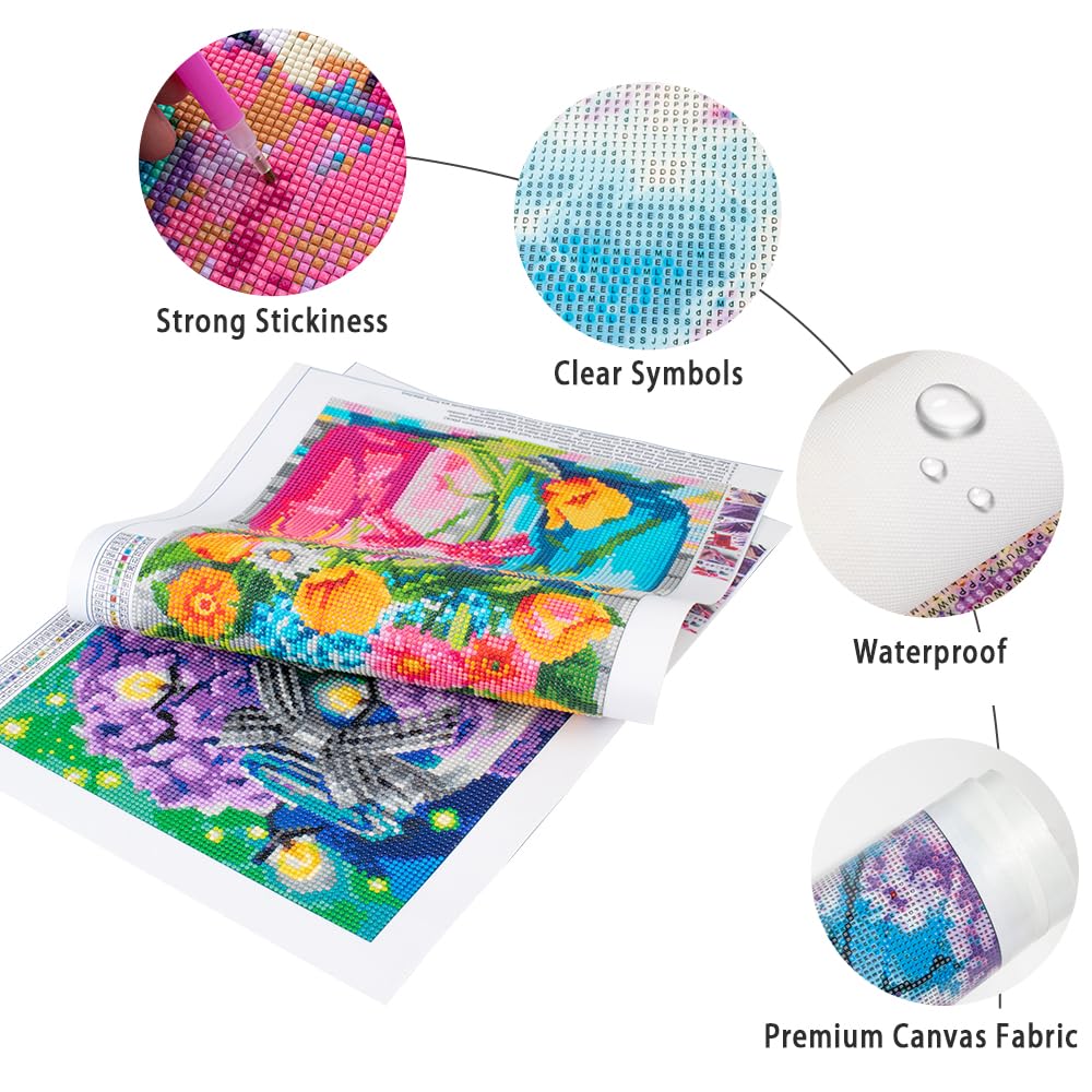 DCIDBEI Diamond Painting Quadrato 50x40 Cm: Lupo Con Luna, Paesaggio Invernale 5D Con Perline Quadrate Kit Completo - 4