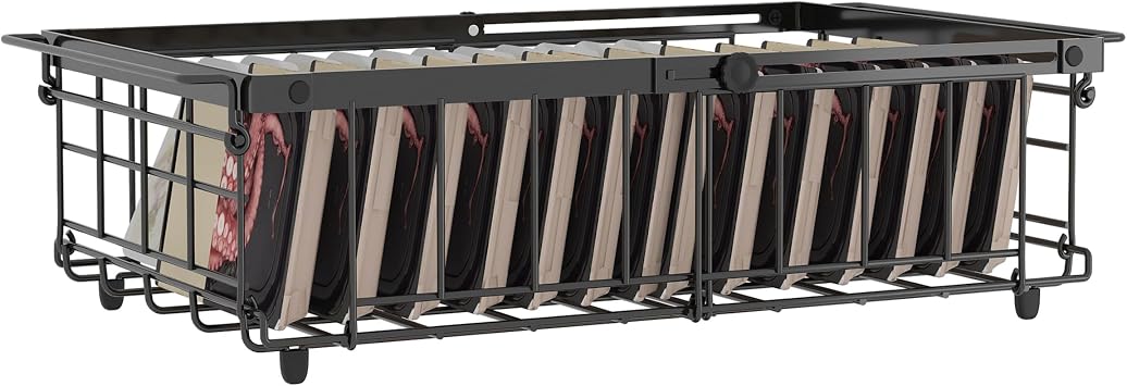 UMDONX Freezer Organizer Bins Expandable from 11.2" to 17.7", Fit 510 Cu.Ft Chest Freezer, Hanging Storage Baskets for Deep Freezer, Easy Slide Access, 1 Pack Black