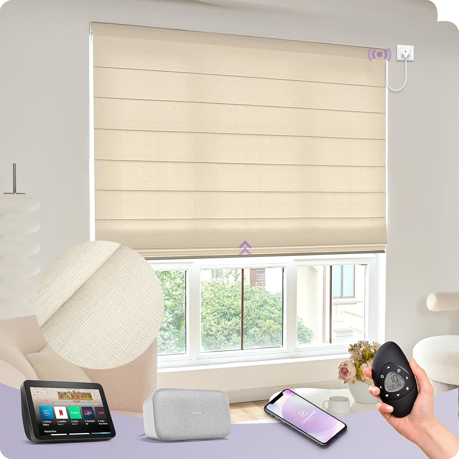 Amazon.com: Graywind Smart Roman Shades Compatible with Alexa Google ...