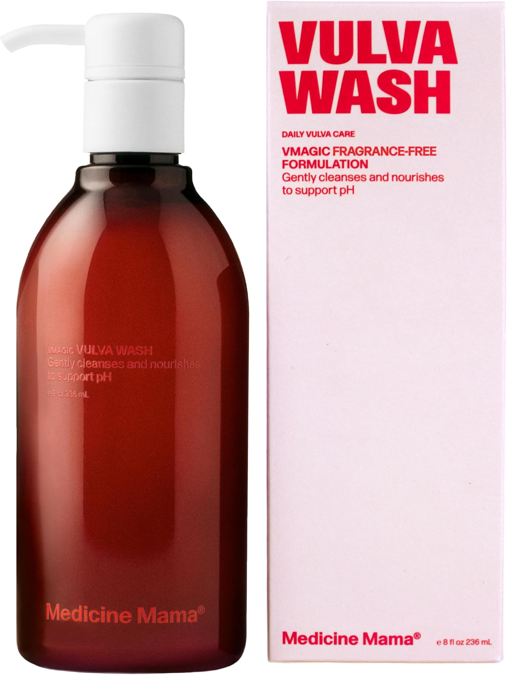 Medicine Mama's Apothecary Vmagic Gentle Feminine Wash pH Balanced to Cleanse and Rejuvenate Intimate Skin with Chamomile, Collagen, Vitamin E and Sage – Hormone Free — 8 oz