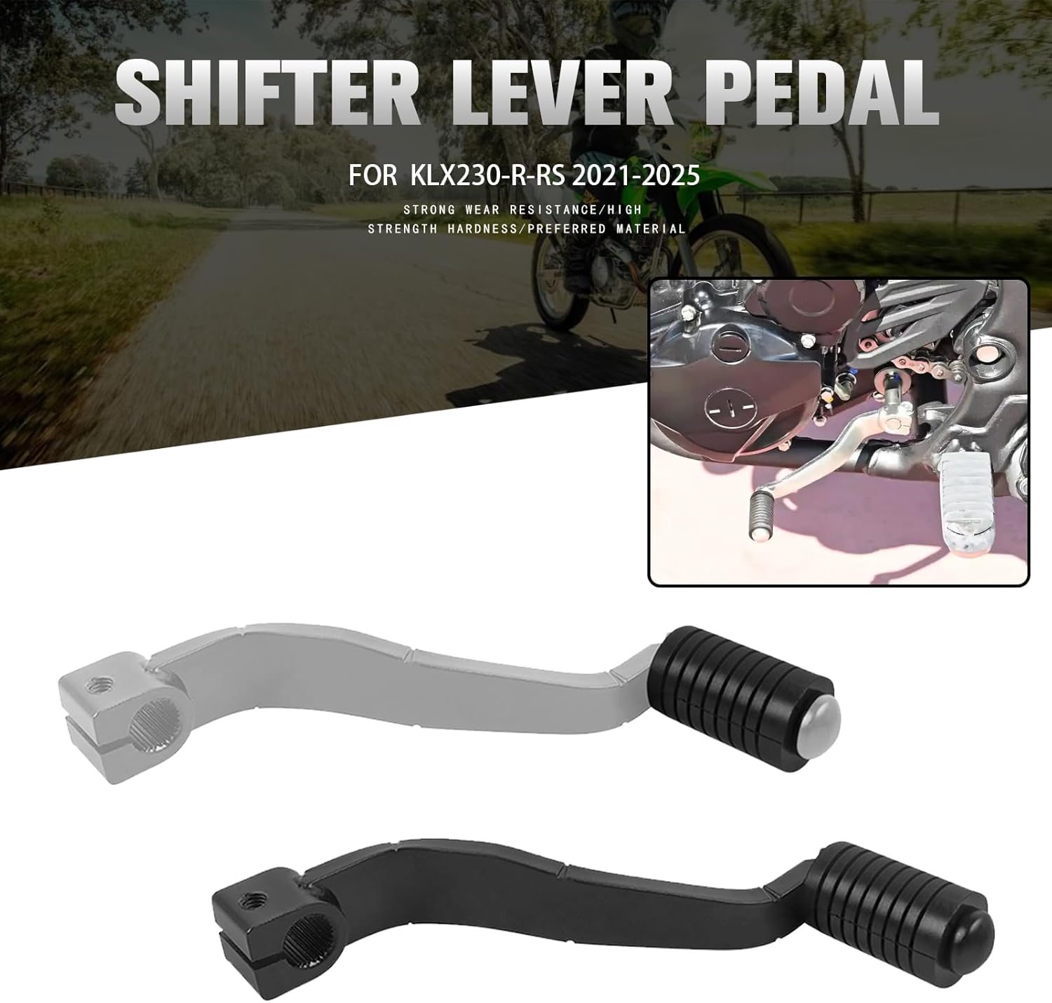 Gear Shift Lever Shifter Foot Pedal Motorcycle Accessories Replacement for Kawasaki KLX230 KLX230R KLX230RS 2021-2025(Silver)
