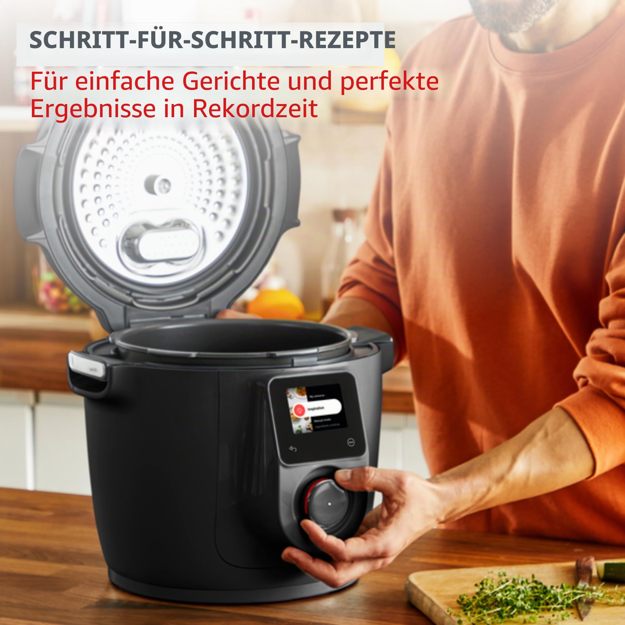 Moulinex Cookeo Wi-Fi mit Extra Crisp, Multicooker 14 Kochmodi, Druckkochen, Air Fryer, einfache Rezepte Schritt für Schritt, CE96X8F0