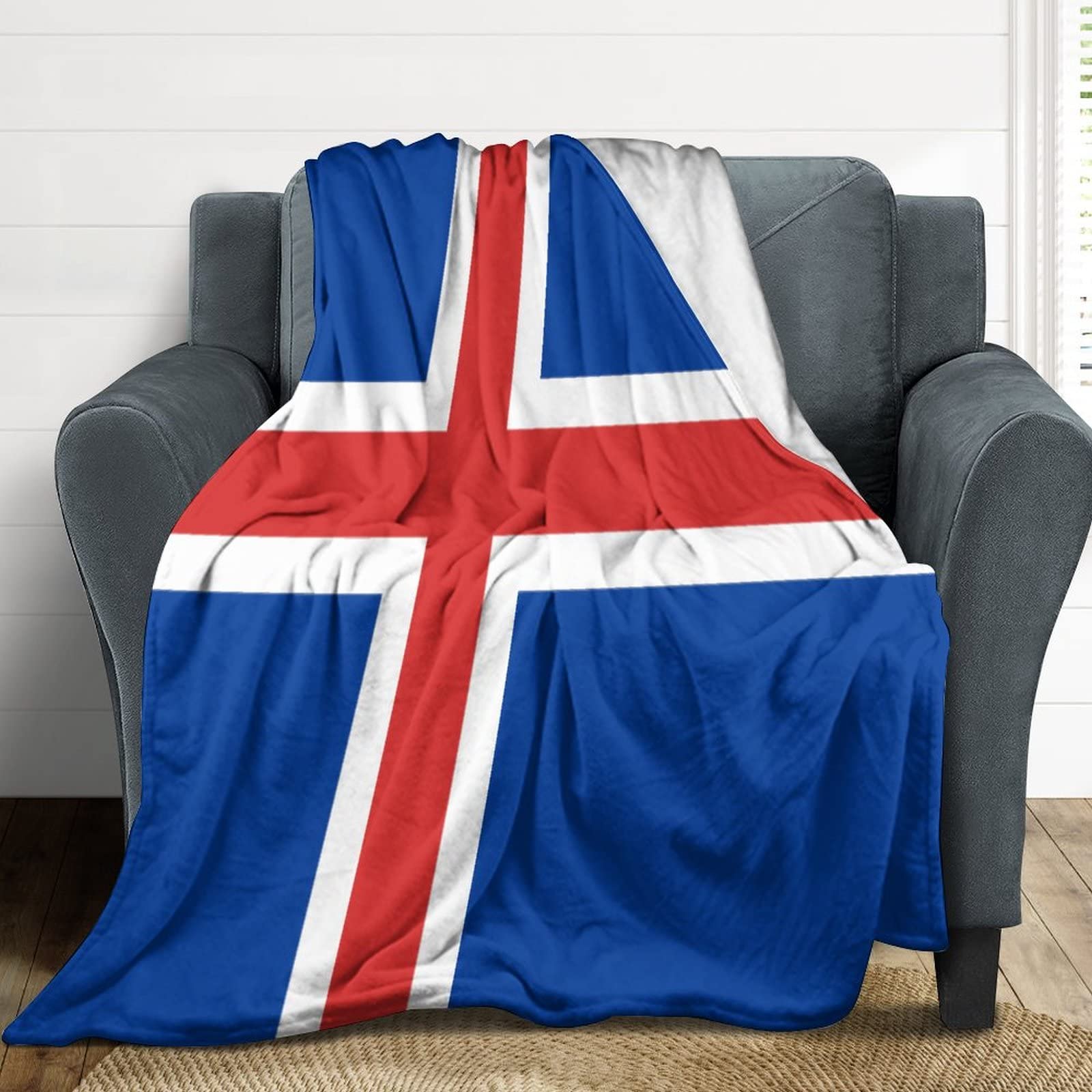 Couverture drapeau Islande plaid flanelle douce chaude grand format 177x203