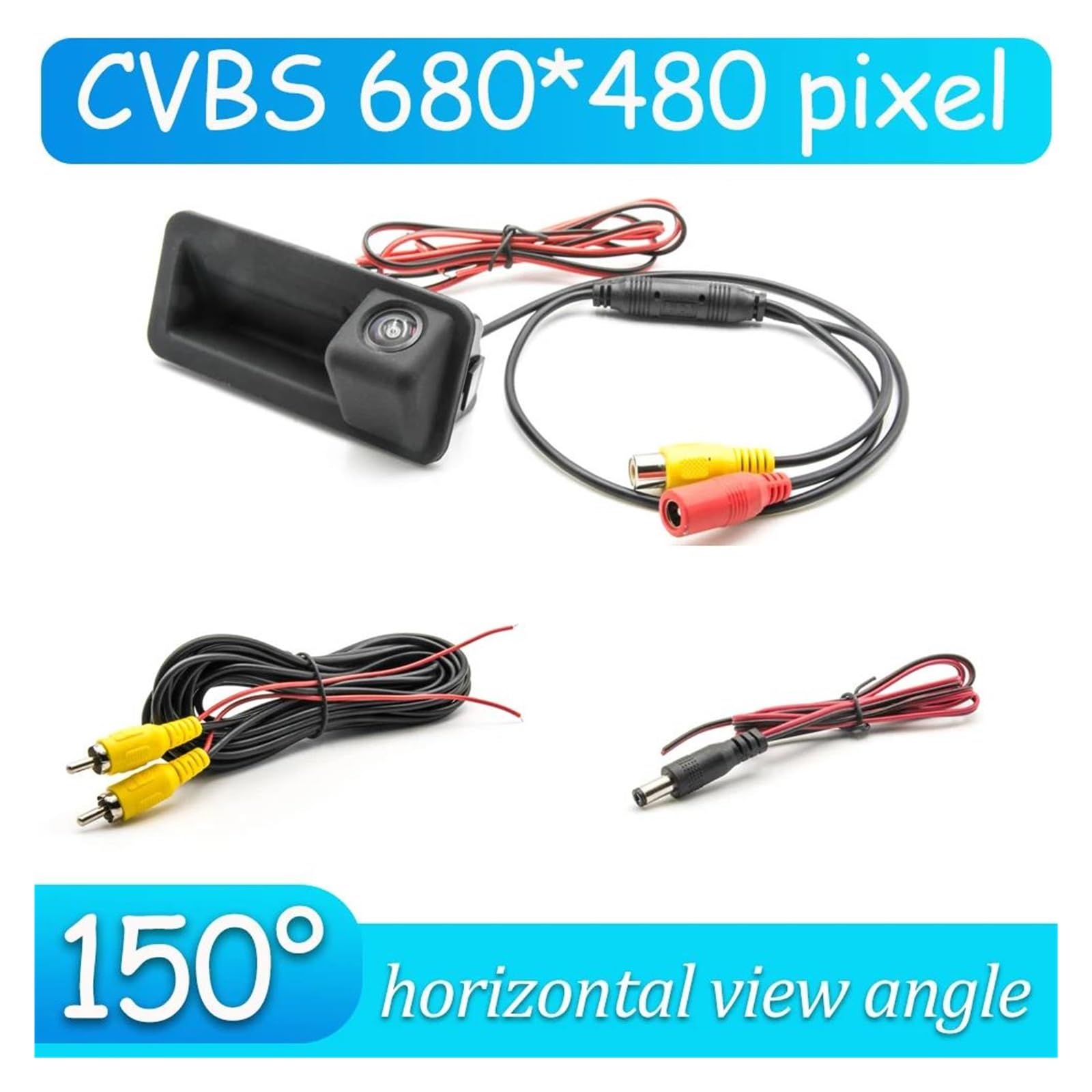 Zamiennik kamery cofania do Fiesta MK6 Hatchback 2009 ~ 2017, uchwyt bagażnika, monitor cofania parkingu, CCD HD, AHD, kamera cofania, rybie oko, kamera cofania (A120 CVBS 680 x 480) (B150 CVBS 680 x