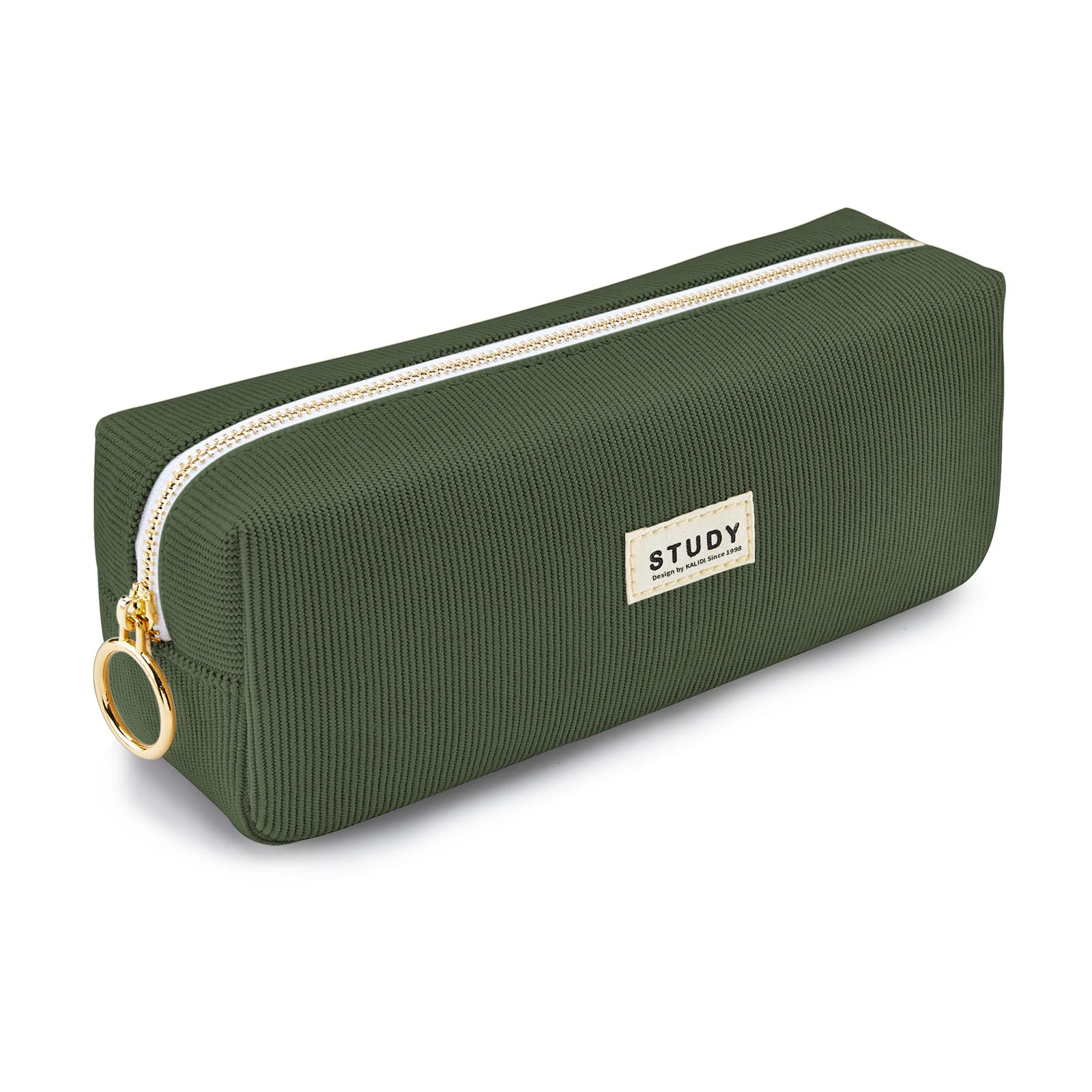 KALIDI Pennenetui, uniseks, pennenzak voor kantoor en dames, 23 x 8 x 13 cm, 40-70 pennen, 2 vakken met ritssluiting, draagbaar handvat, lichtgrijs, gestreept, 1 jaar garantie
