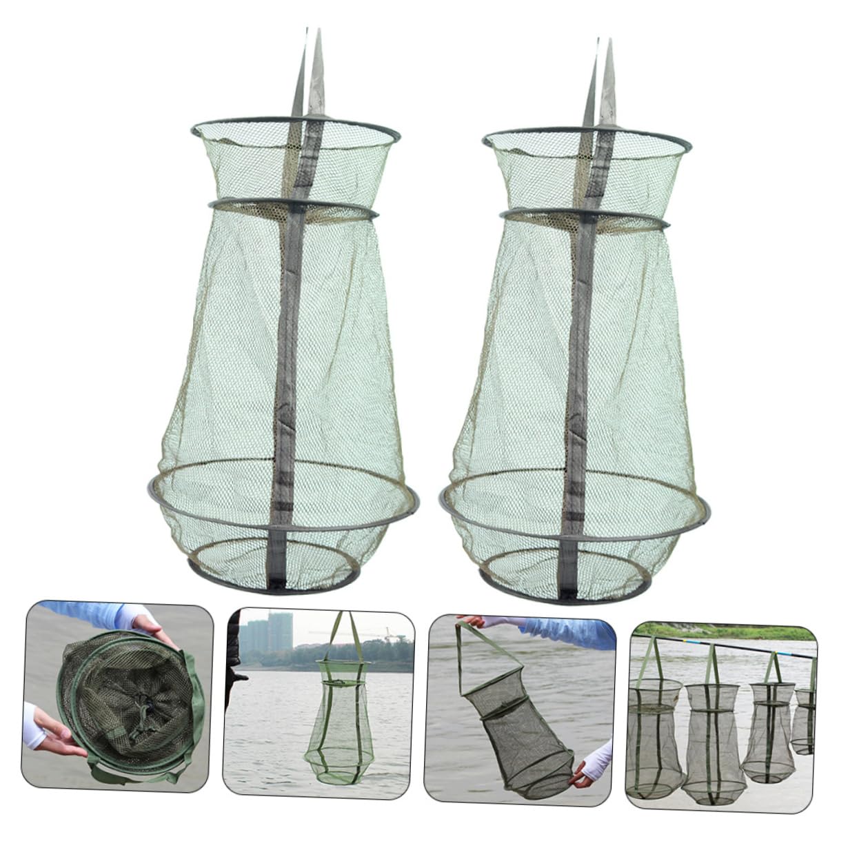 TOYANDONA Gabbia Per Pesci Fishing Net Pescare Trappole Reti Per Cesti Per Pesci Di Grandi Dimensioni Netto Presa Rete Da Pesca Portatile Rete Da Pesca Pieghevole Green