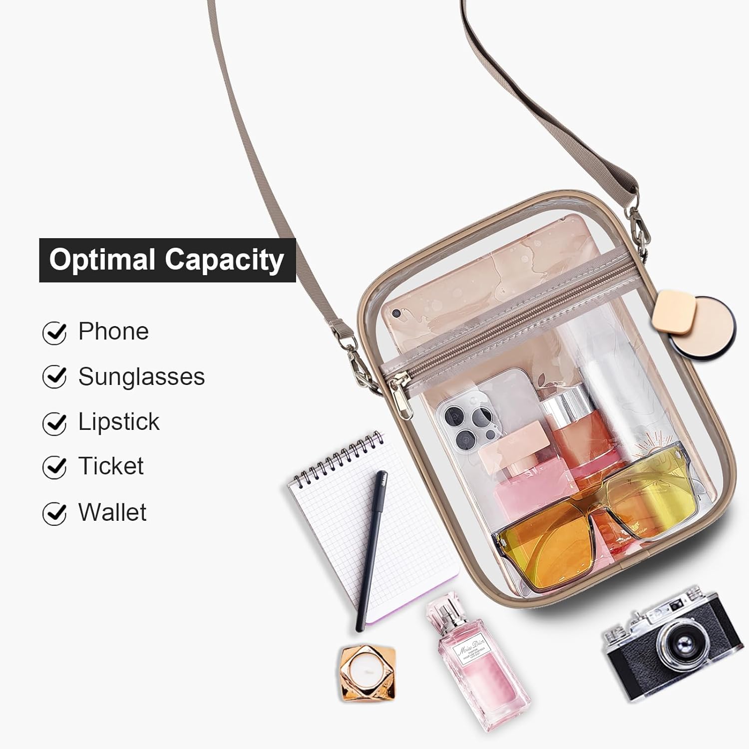 USPECLARE Clear Purse Stadium Transparent Messenger Bag Stadium Approved for Men and Women Clear CrossBody Bag - Image 5