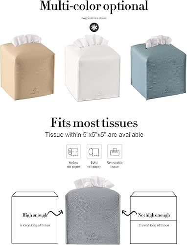 Miniatura 6 de Funda para caja de pañuelos, Jeethemy Caja de pañuelos cuadrada de piel sintética PU, organizador de papel facial moderno, dispensador, 5 x 5 x 5