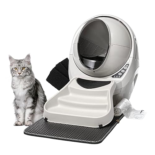 Litter-Robot 3 Connect Core Bundle by Whisker, Beige - Includes Automatic, Self-Cleaning Litter Box, LitterTrap Mat, Fence, Ramp, 25 Liners, 3 Carbon Filters & WhiskerCare 1-Year Warranty