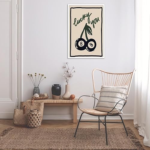 Miniatura 6 de Pósteres retro de 8 bolas de cerezo con estampado de cerezas, pósteres en lienzo en blanco y negro, decoración estética de pared para apartamentos,