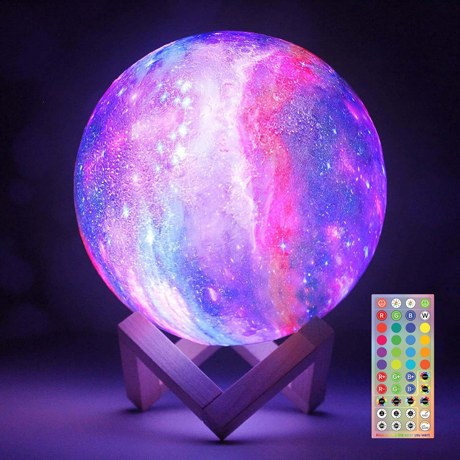 CPLA Galaxy Moon Lamp Upgrade 128 Colors, Birthday Gifts for Kids Girls Boys Teens Her, Remote & Touch Control, Diameter 5.9 inch
