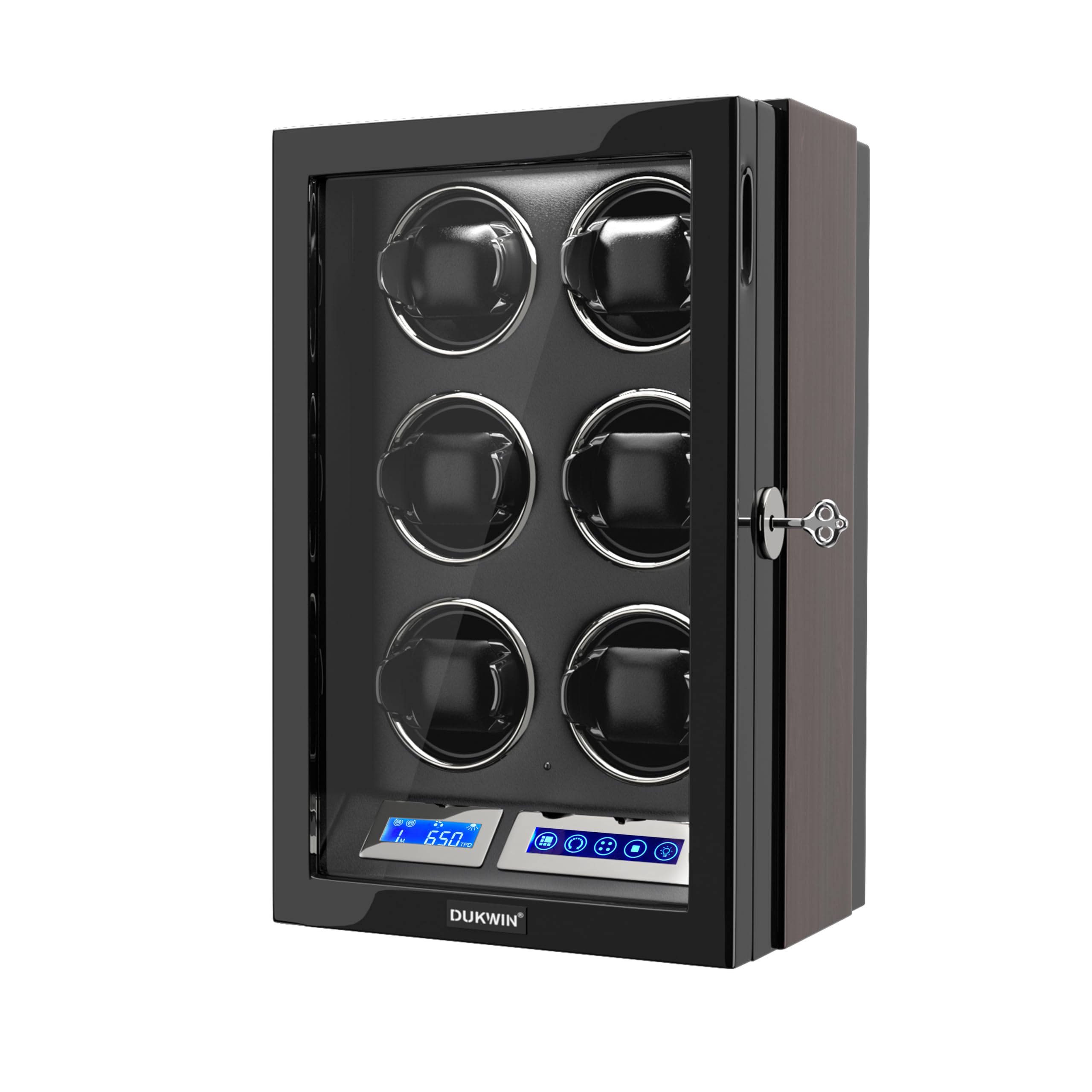 DUKWINAutomatic Watch Winder for 6/8/9/12 Watches with LCD Display，Remote Control,Watch Winder Box Case for 1/2/3/4 Watches with Dual Power Supply